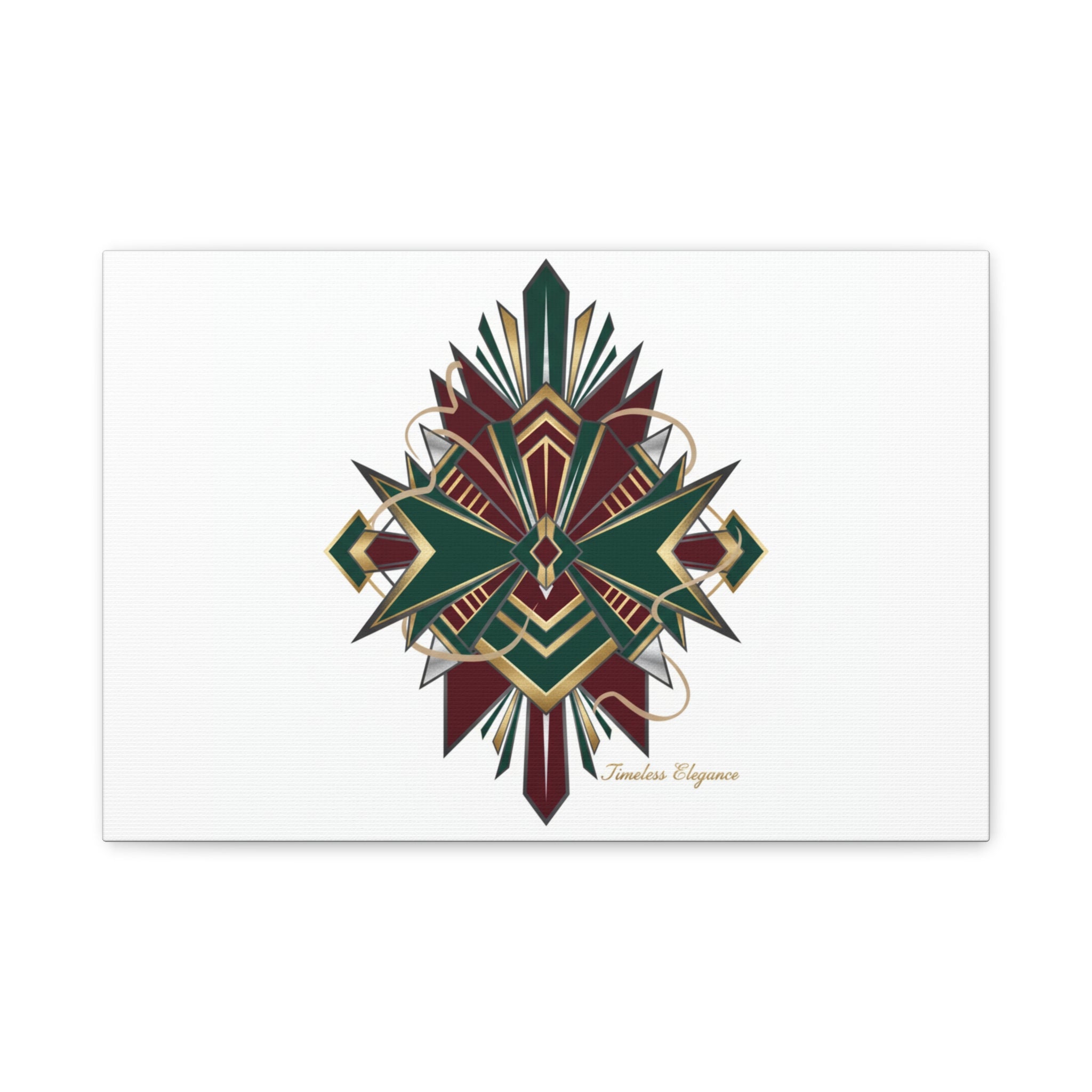 Art Deco geometric brass print Canvas | Neo-Deco chrome & gold fan motif