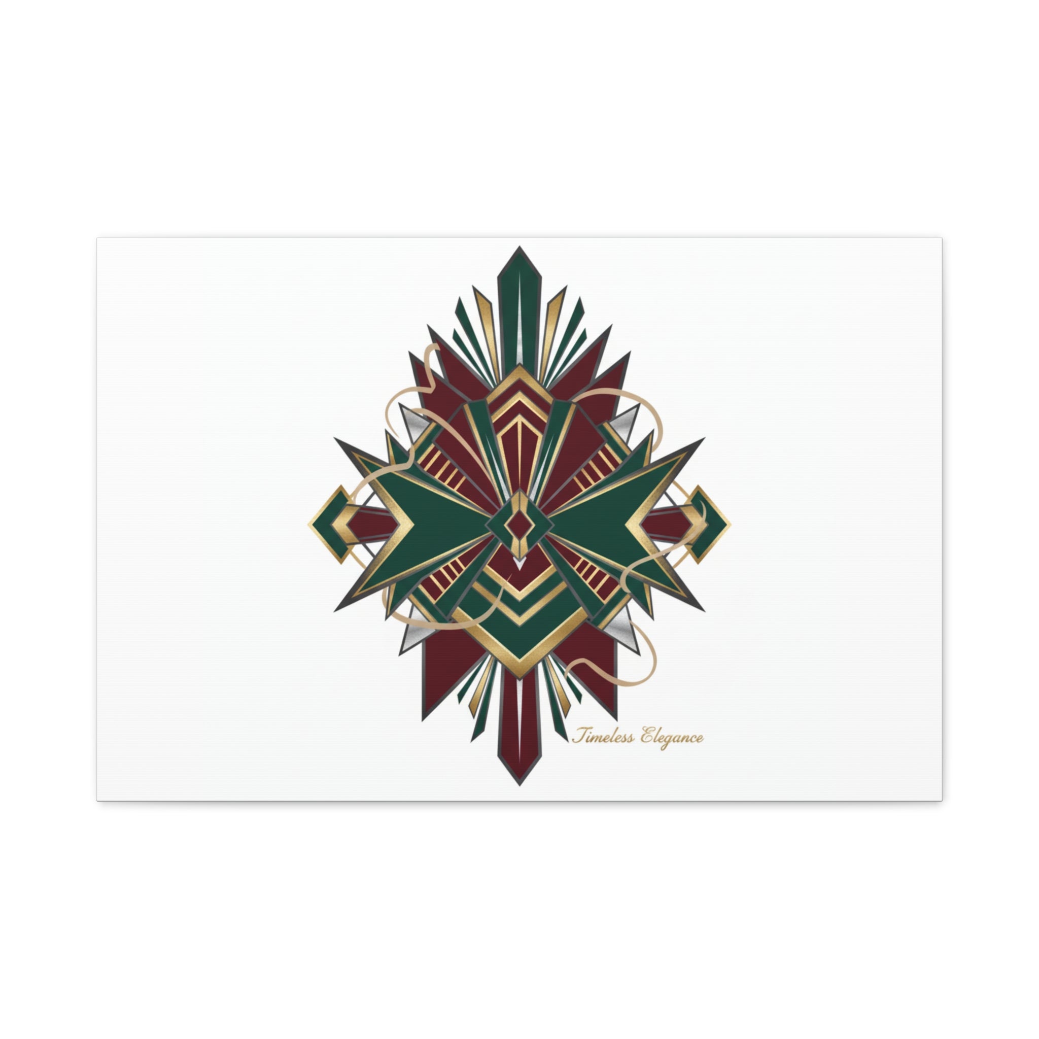 Art Deco geometric brass print Canvas | Neo-Deco chrome & gold fan motif