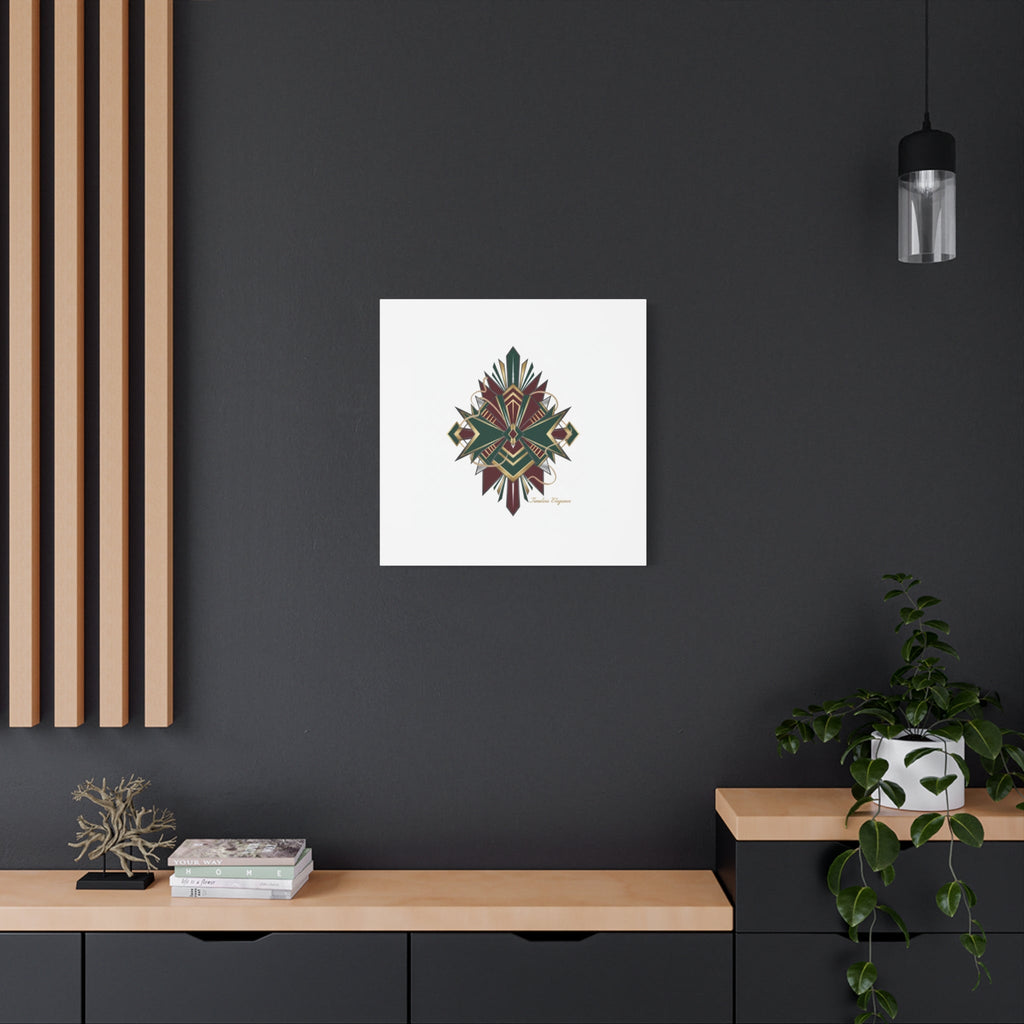 Art Deco geometric brass print Canvas | Neo-Deco chrome & gold fan motif