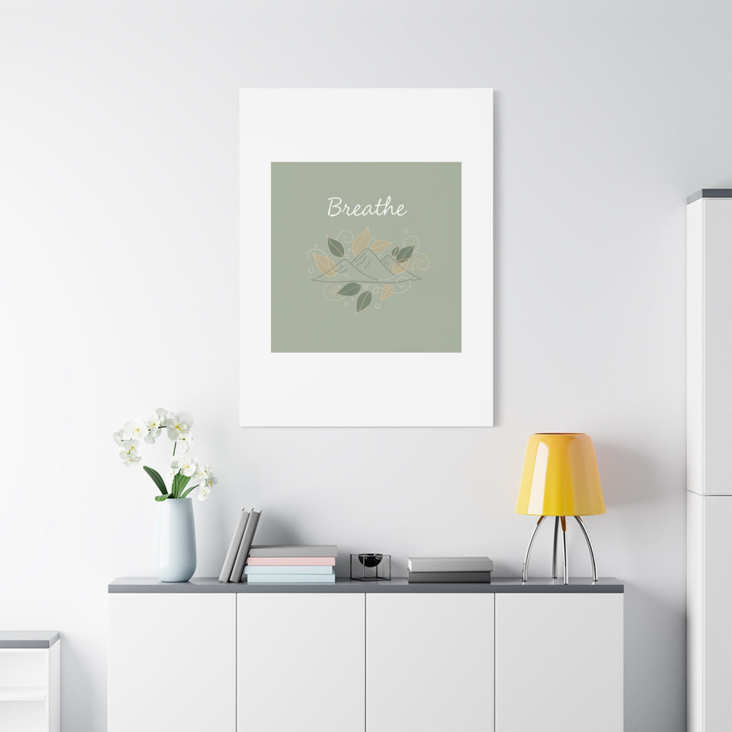 Breathe Mountain Line Canvas | Nature Symbols, Minimal Forest Wall Art