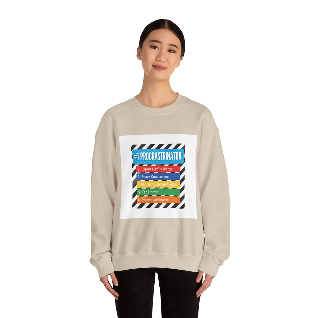 #1 Procrastinator Crewneck Sweatshirt | Top-List Graphic, Rank-Obsessed