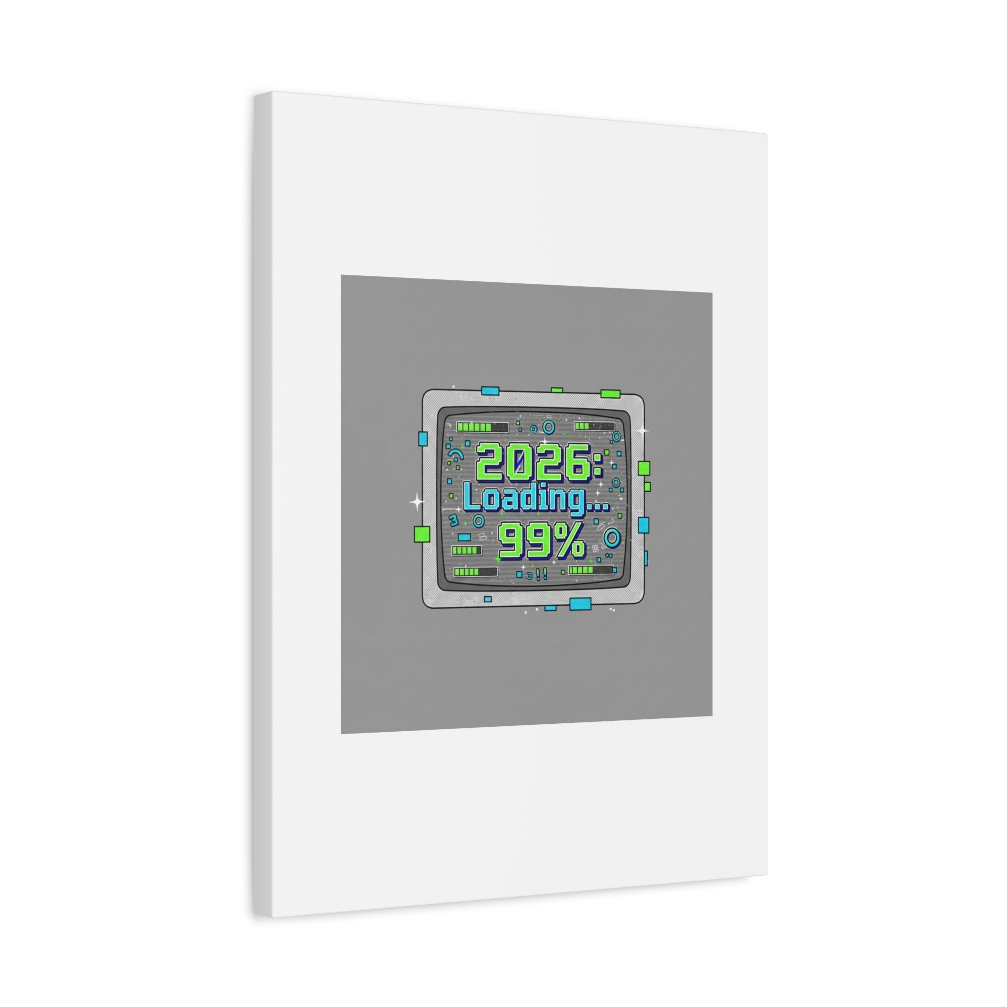 2026 Loading 99% Canvas | NYE countdown, retro system interface