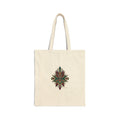 Art Deco Metallic Fan Tote | geometric brass print, emerald jewel motif