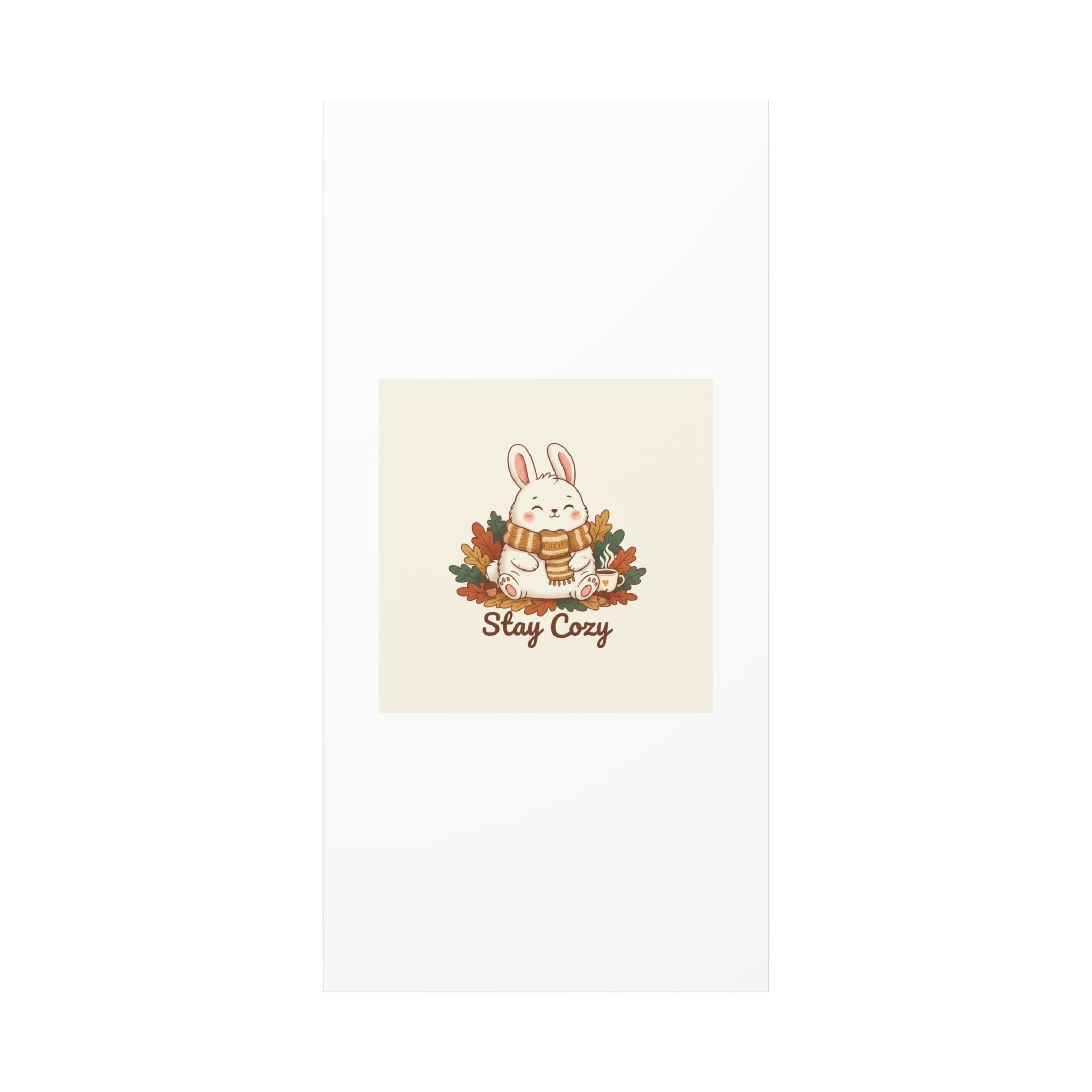 Cozy Bunny Illustration Canvas | Cute Critter Winter Forest Art