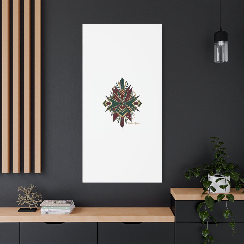 Art Deco geometric brass print Canvas | Neo-Deco chrome & gold fan motif