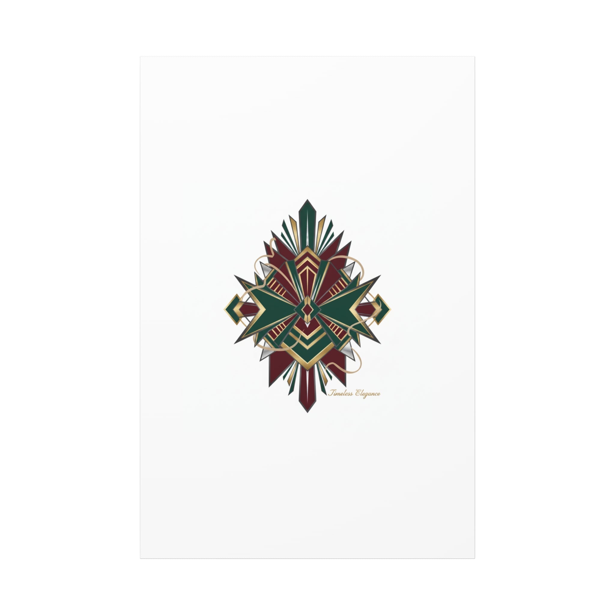 Art Deco geometric brass print Canvas | Neo-Deco chrome & gold fan motif