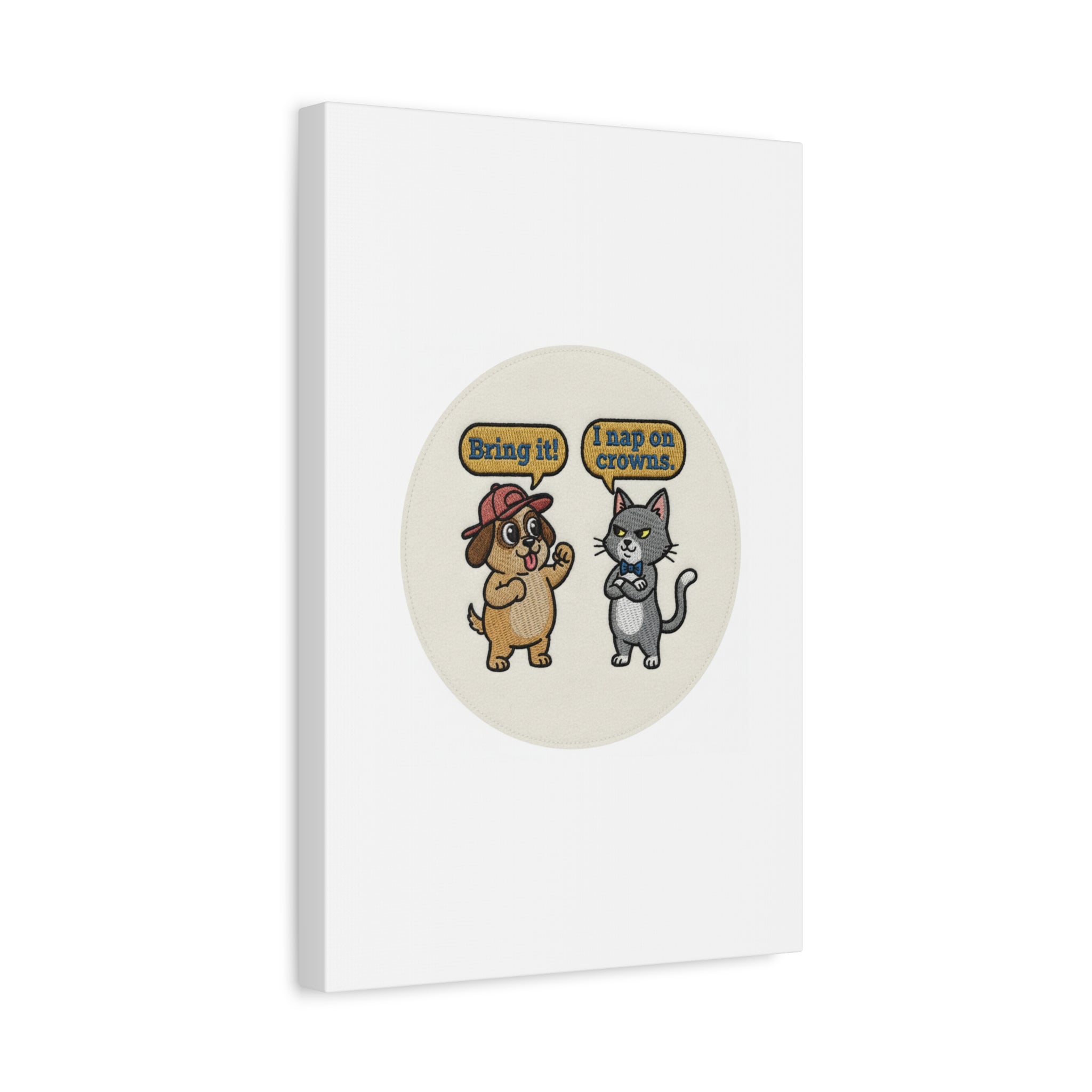 Funny Cat vs Dog Canvas | Pet Rivalry Wall Art