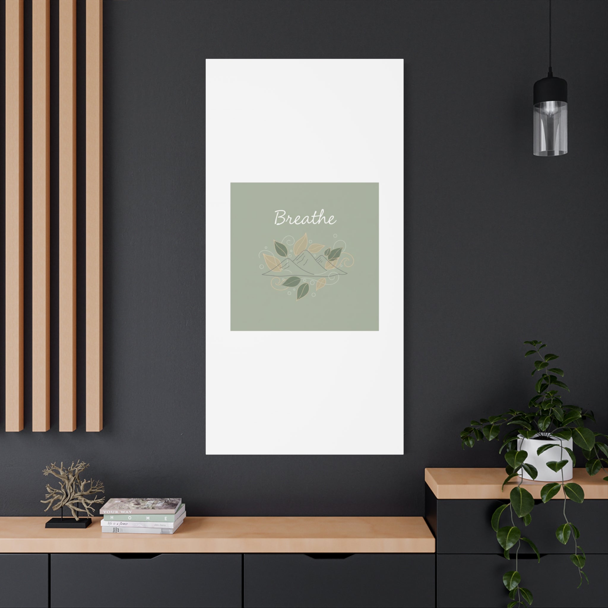 Breathe Mountain Line Canvas | Nature Symbols, Minimal Forest Wall Art