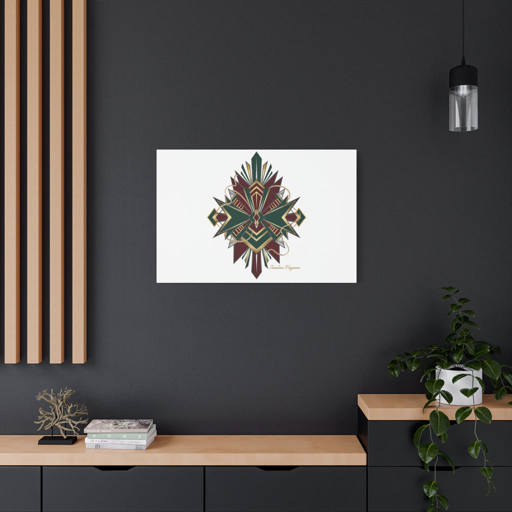 Art Deco geometric brass print Canvas | Neo-Deco chrome & gold fan motif