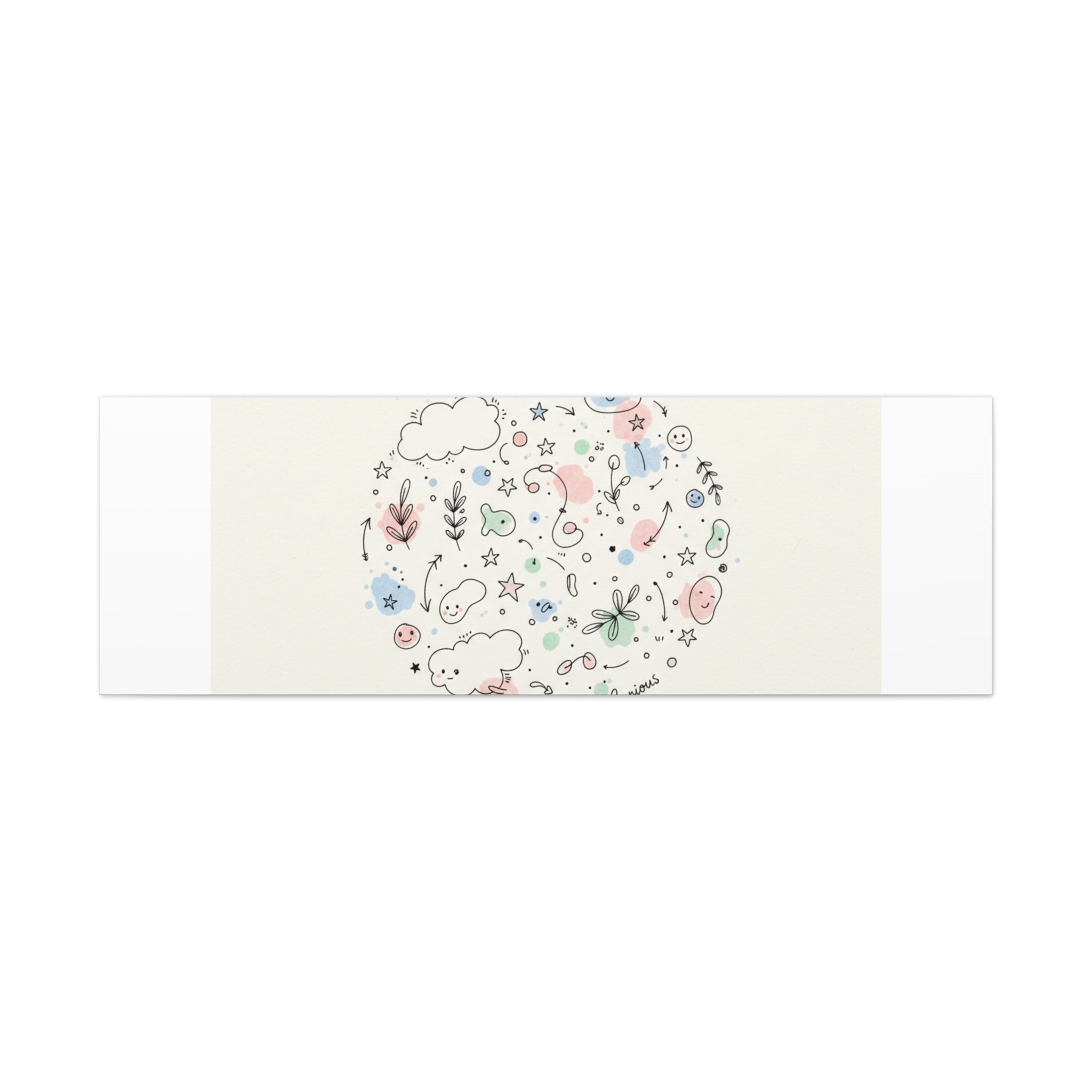 Doodle Circle Line Drawing Matte Canvas, Hand-Drawn Sketch Art