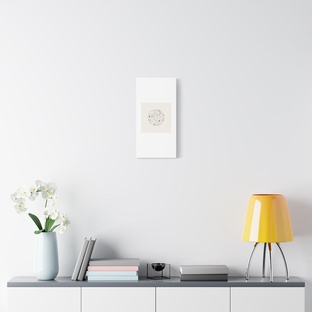 Doodle Circle Line Drawing Matte Canvas, Hand-Drawn Sketch Art