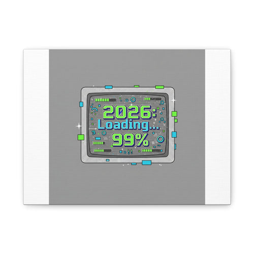 2026 Loading 99% Canvas | NYE countdown, retro system interface