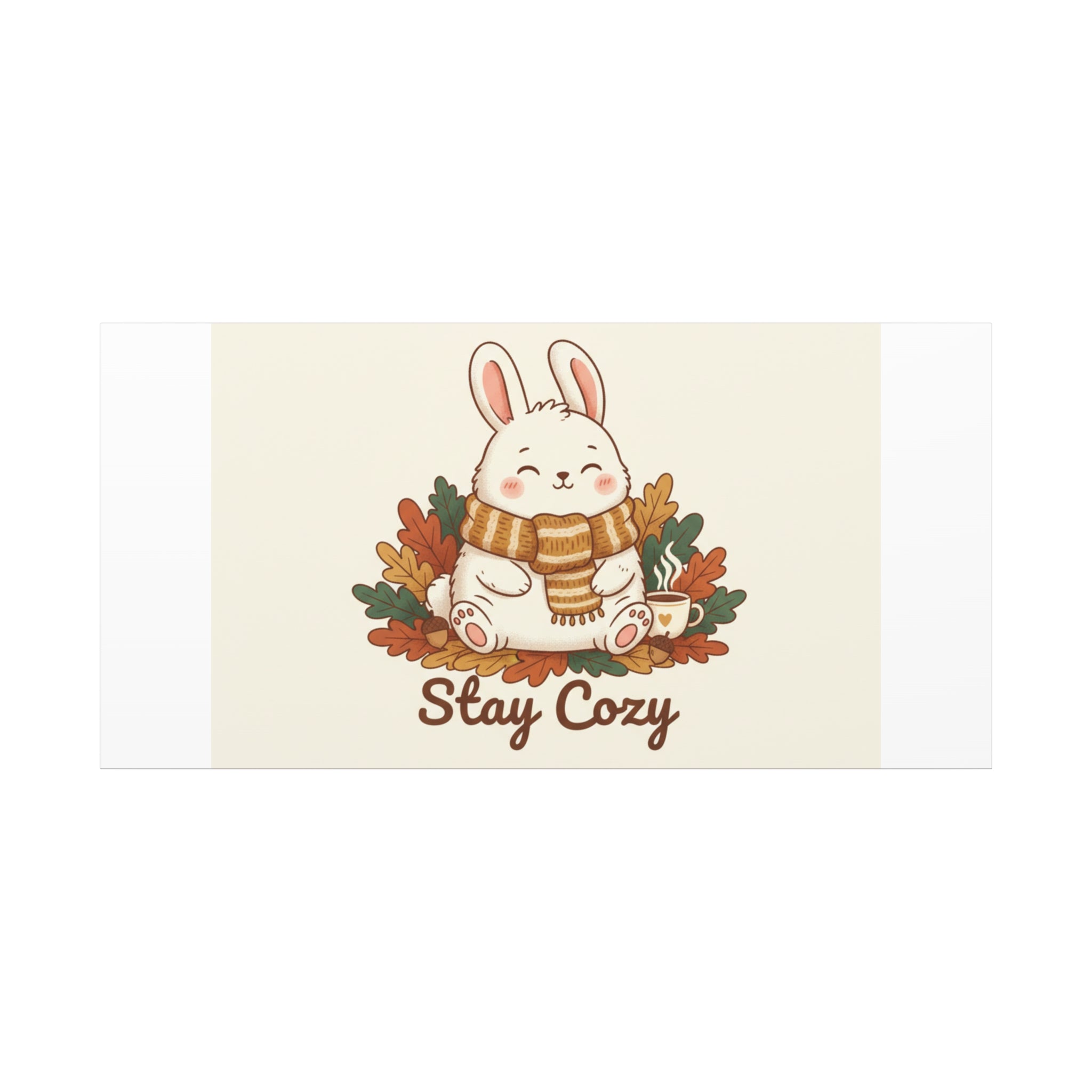 Cozy Bunny Illustration Canvas | Cute Critter Winter Forest Art