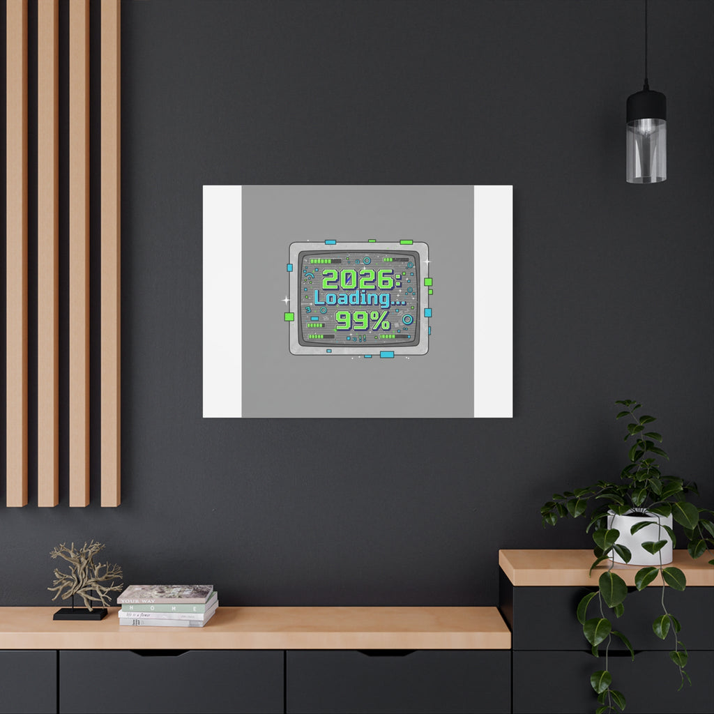 2026 Loading 99% Canvas | NYE countdown, retro system interface