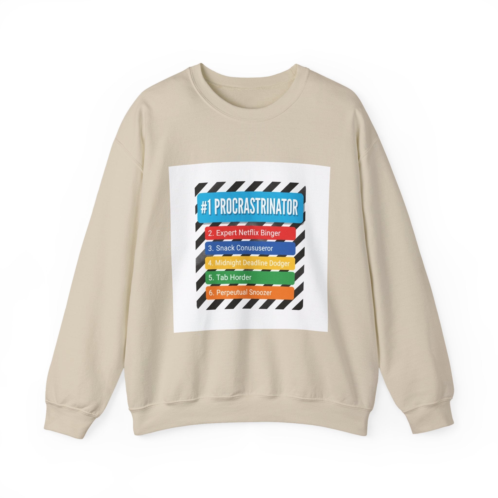#1 Procrastinator Crewneck Sweatshirt | Top-List Graphic, Rank-Obsessed