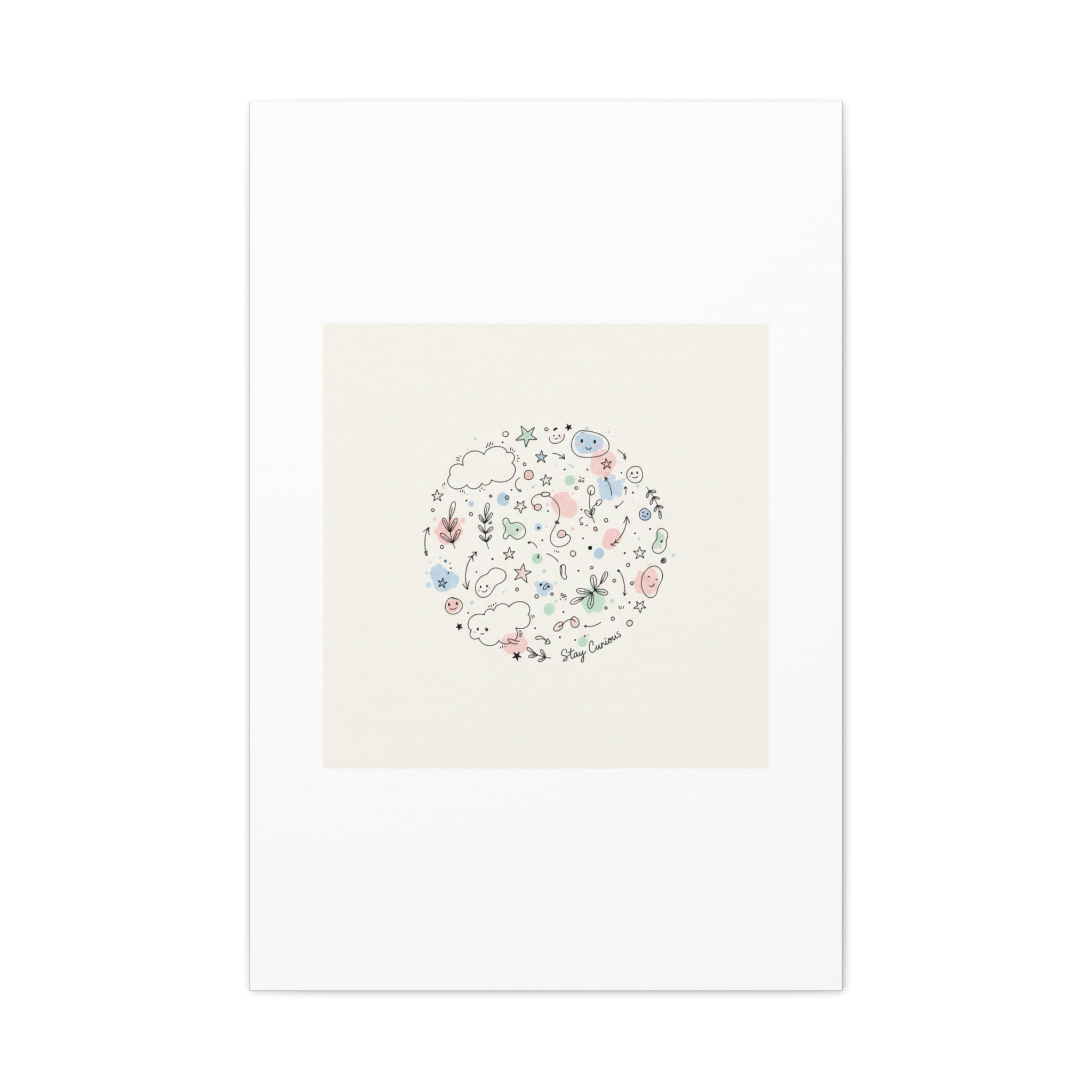 Doodle Circle Line Drawing Matte Canvas, Hand-Drawn Sketch Art