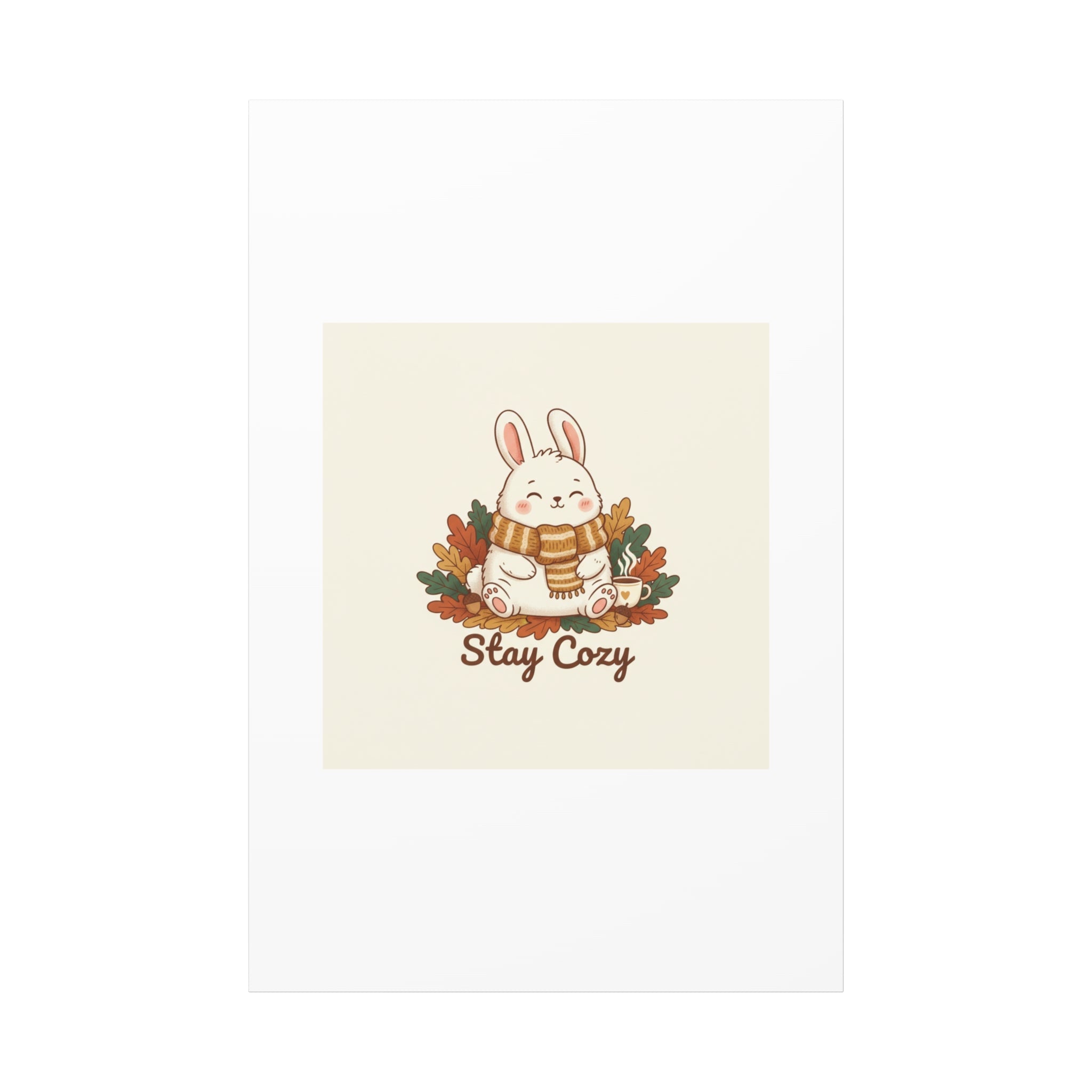 Cozy Bunny Illustration Canvas | Cute Critter Winter Forest Art