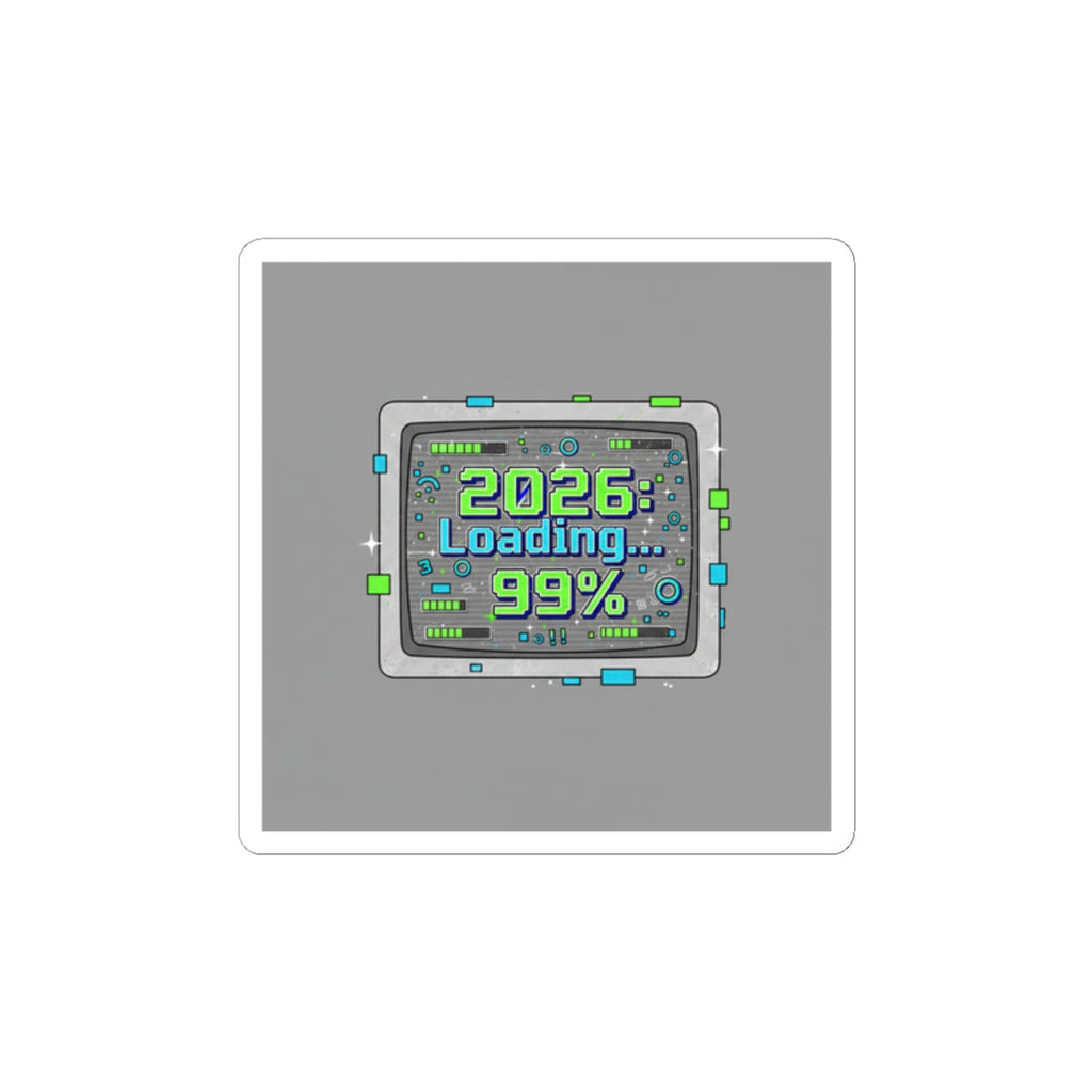 2026 Loading 99% Kiss-Cut Stickers | NYE countdown, retro system UI