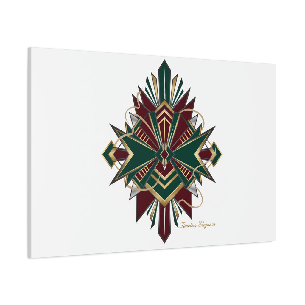 Art Deco geometric brass print Canvas | Neo-Deco chrome & gold fan motif