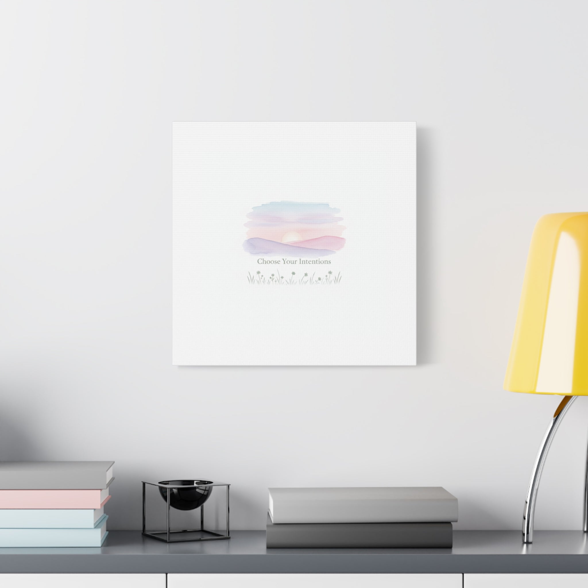 Choose Your Intentions Canvas, soft wellness poster, pastel gradient mindfulness art