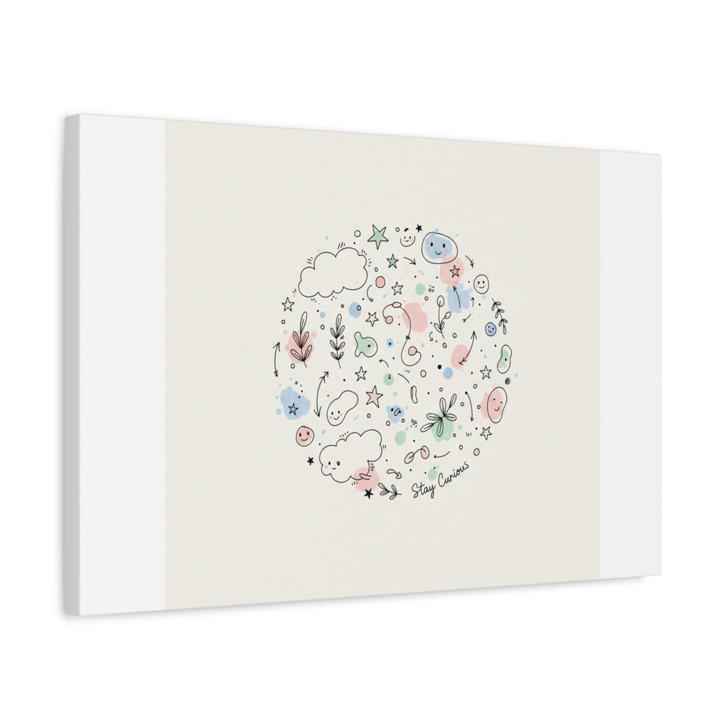 Doodle Circle Line Drawing Matte Canvas, Hand-Drawn Sketch Art