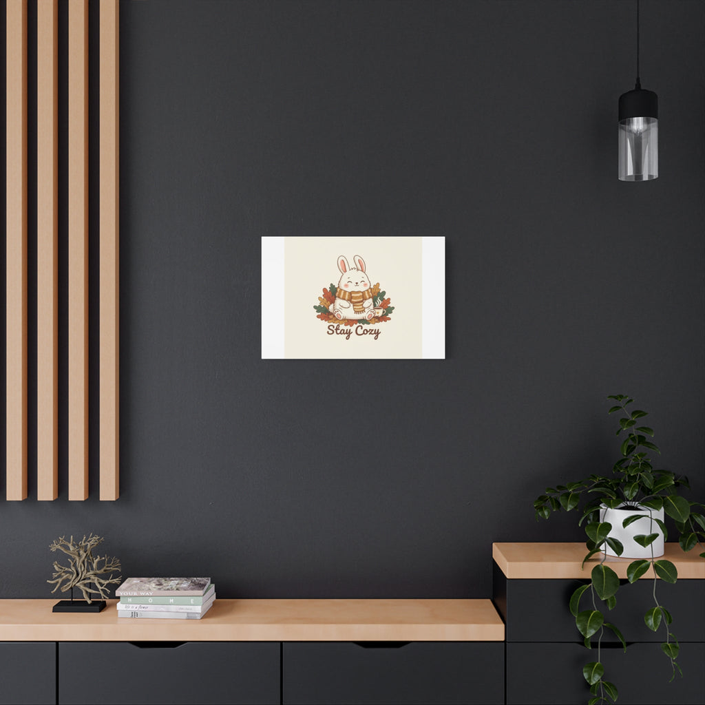 Cozy Bunny Illustration Canvas | Cute Critter Winter Forest Art