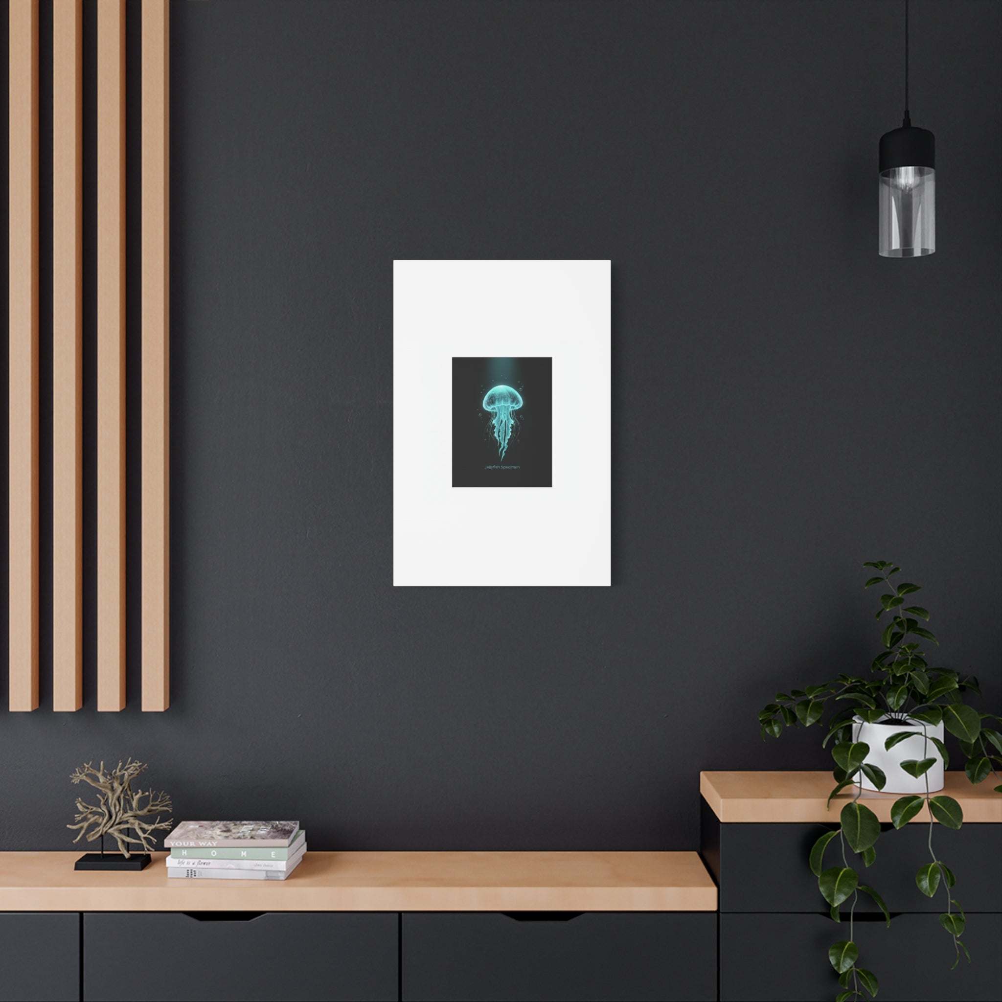 Bioluminescent Jellyfish Art Canvas | Deep Sea Aesthetic, Neon Glow