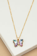 Aurora Borealis Butterfly  Necklace