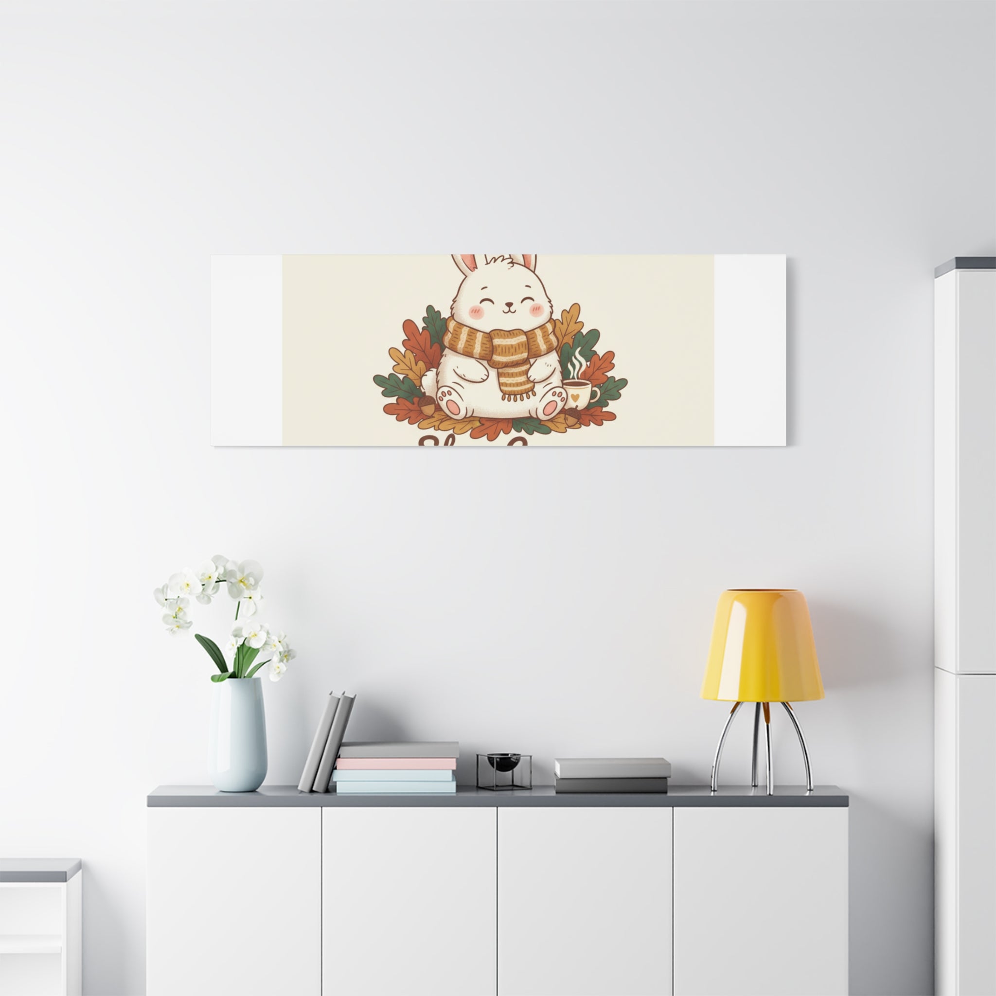 Cozy Bunny Illustration Canvas | Cute Critter Winter Forest Art