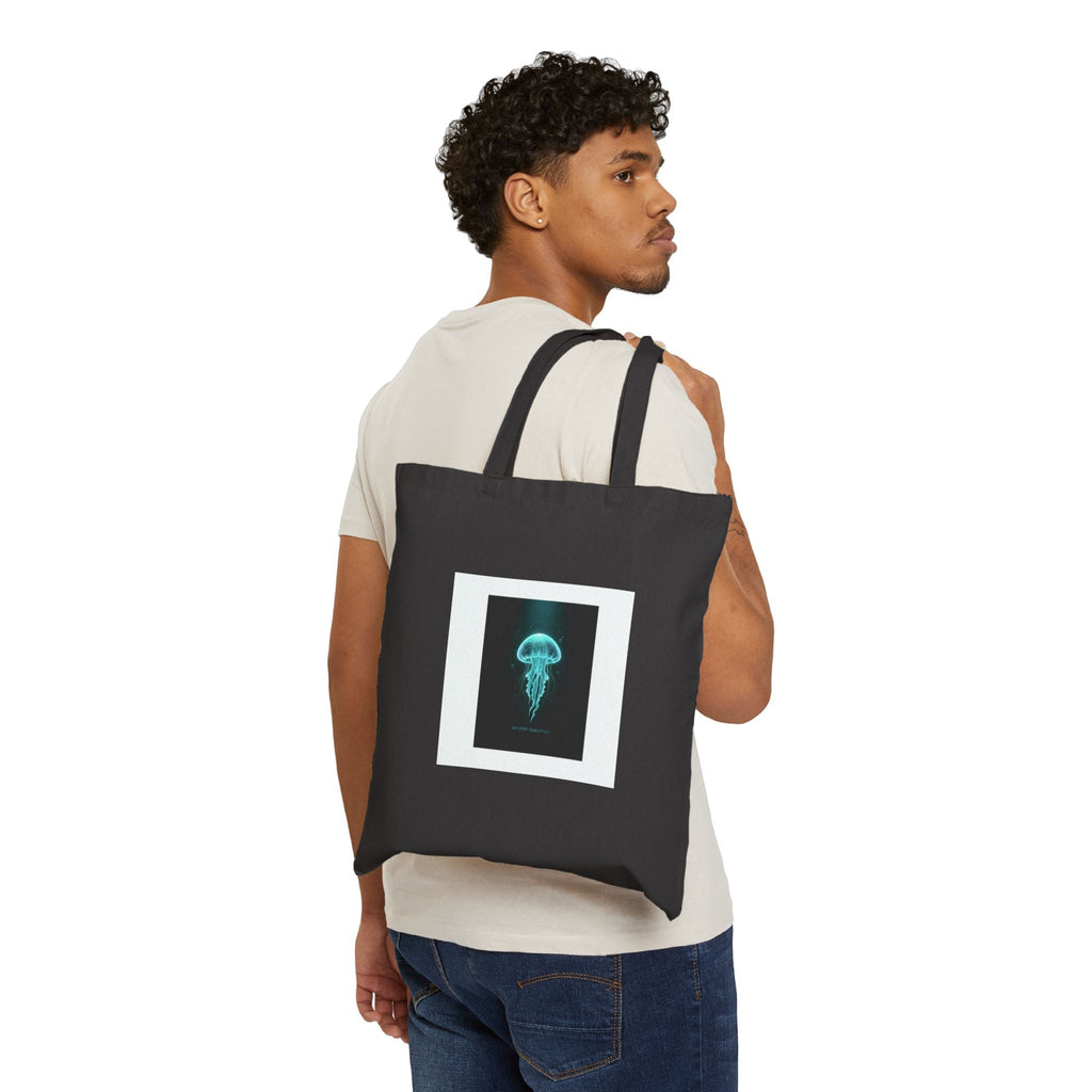 Bioluminescent Jellyfish Tote, neon jelly print, deep-sea aesthetic
