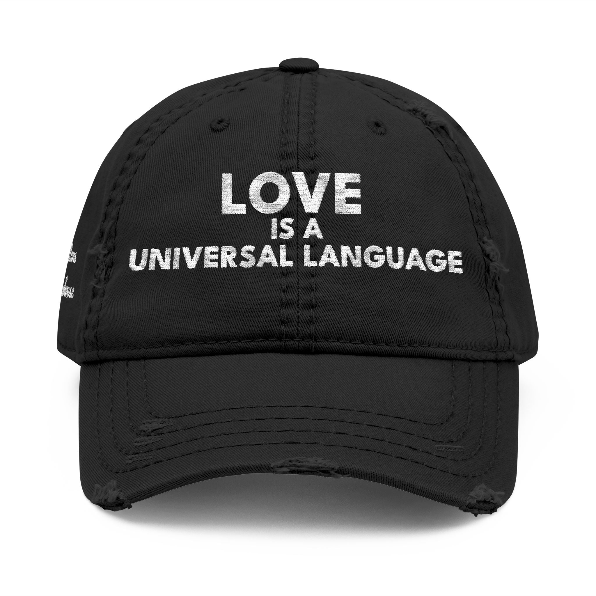 Embroidered 'love is a universal language' Distressed Dad Hat