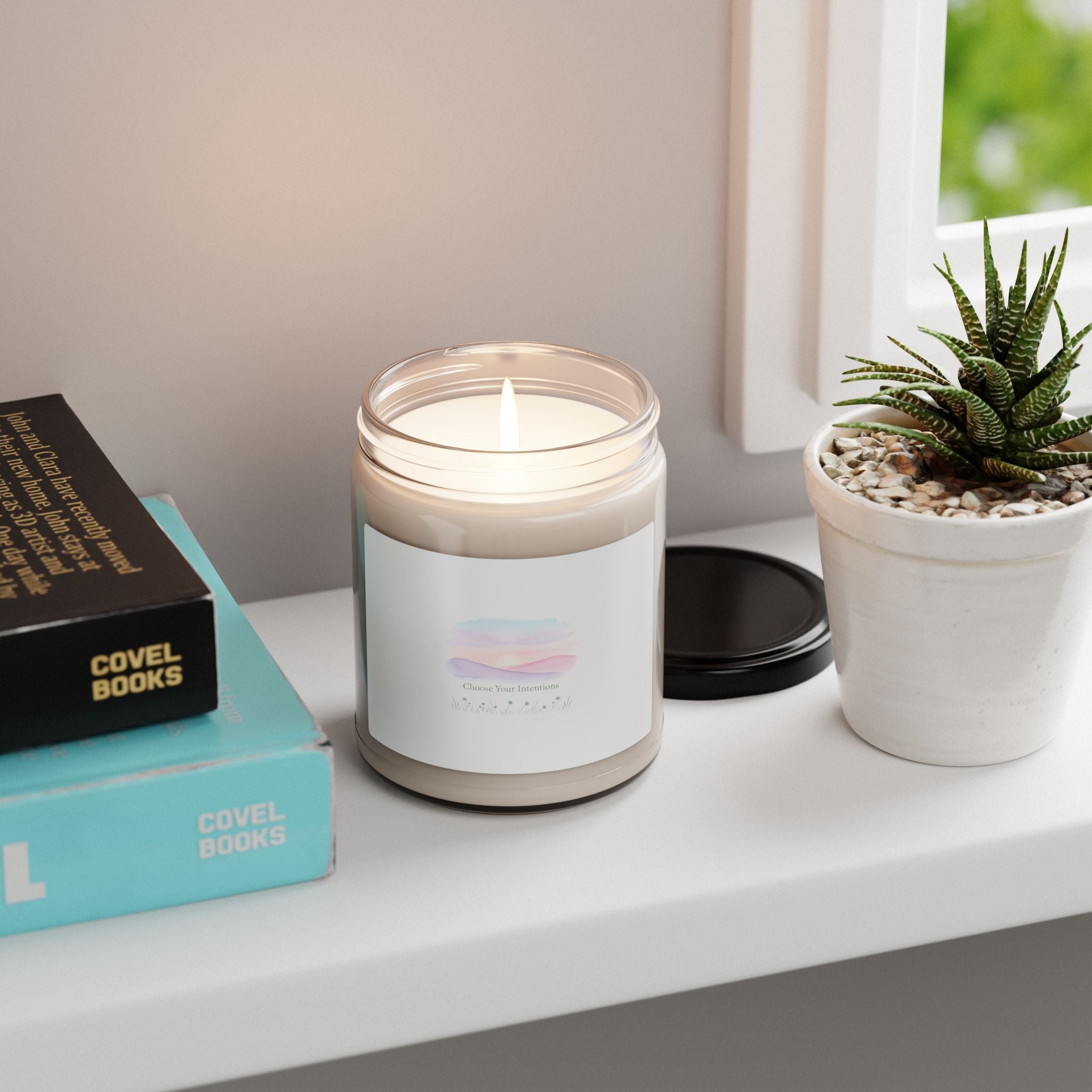 Gentle Intention Scented Soy Candle | Mindful Wellness, Pastel Gradient