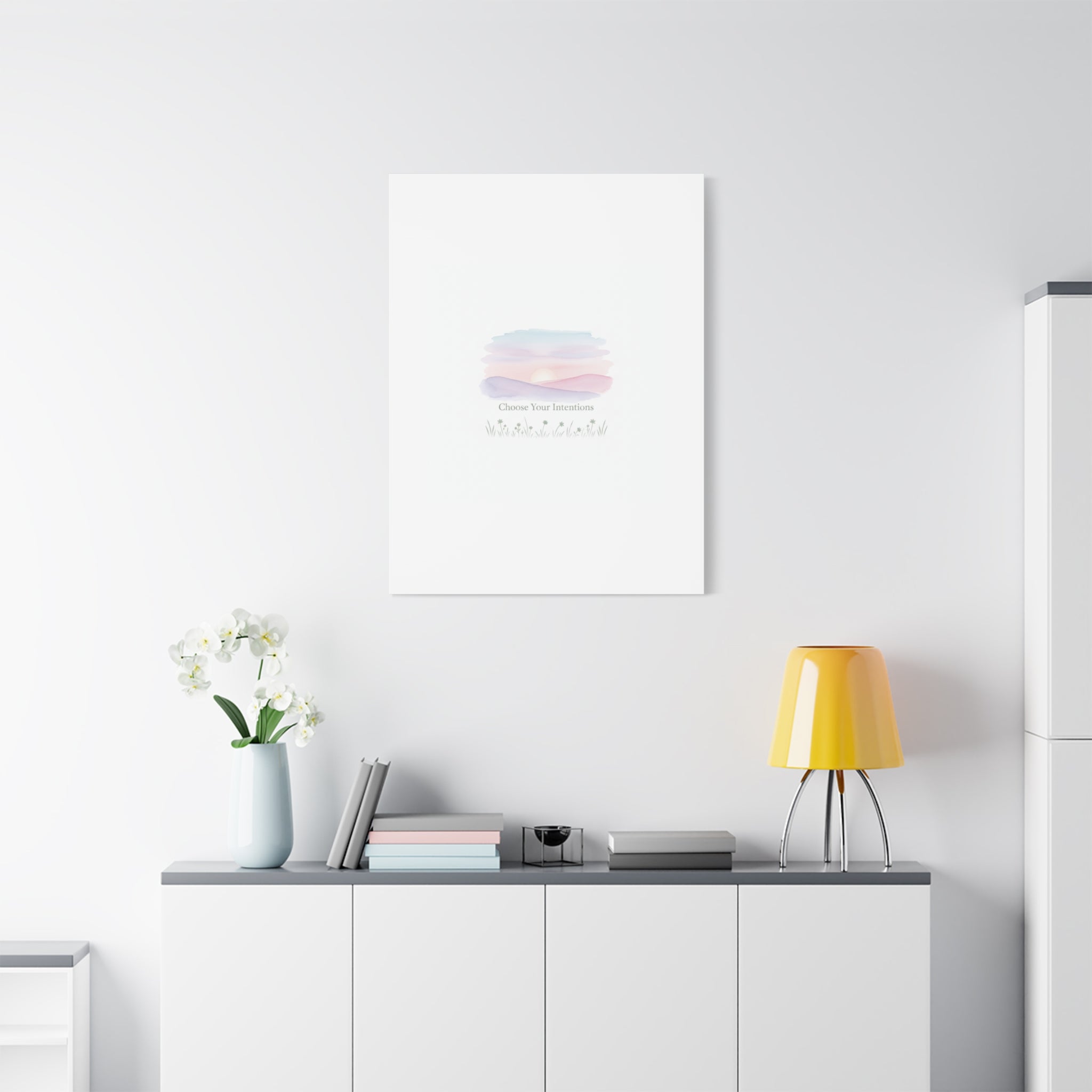 Choose Your Intentions Canvas, soft wellness poster, pastel gradient mindfulness art