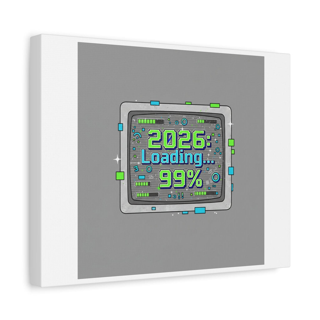 2026 Loading 99% Canvas | NYE countdown, retro system interface