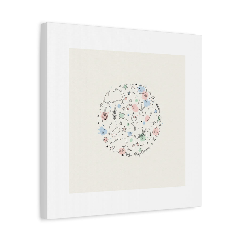 Doodle Circle Line Drawing Matte Canvas, Hand-Drawn Sketch Art