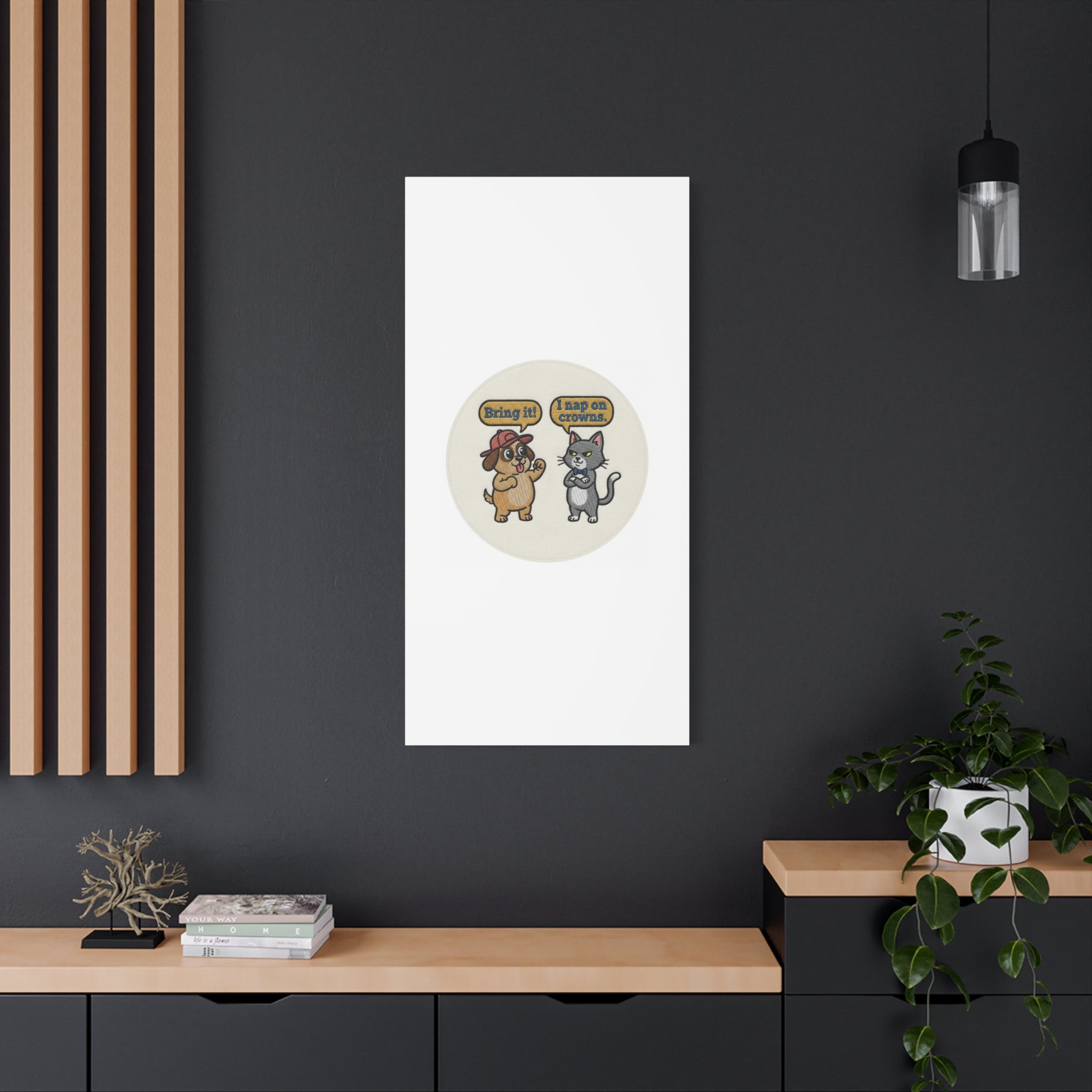 Funny Cat vs Dog Canvas | Pet Rivalry Wall Art