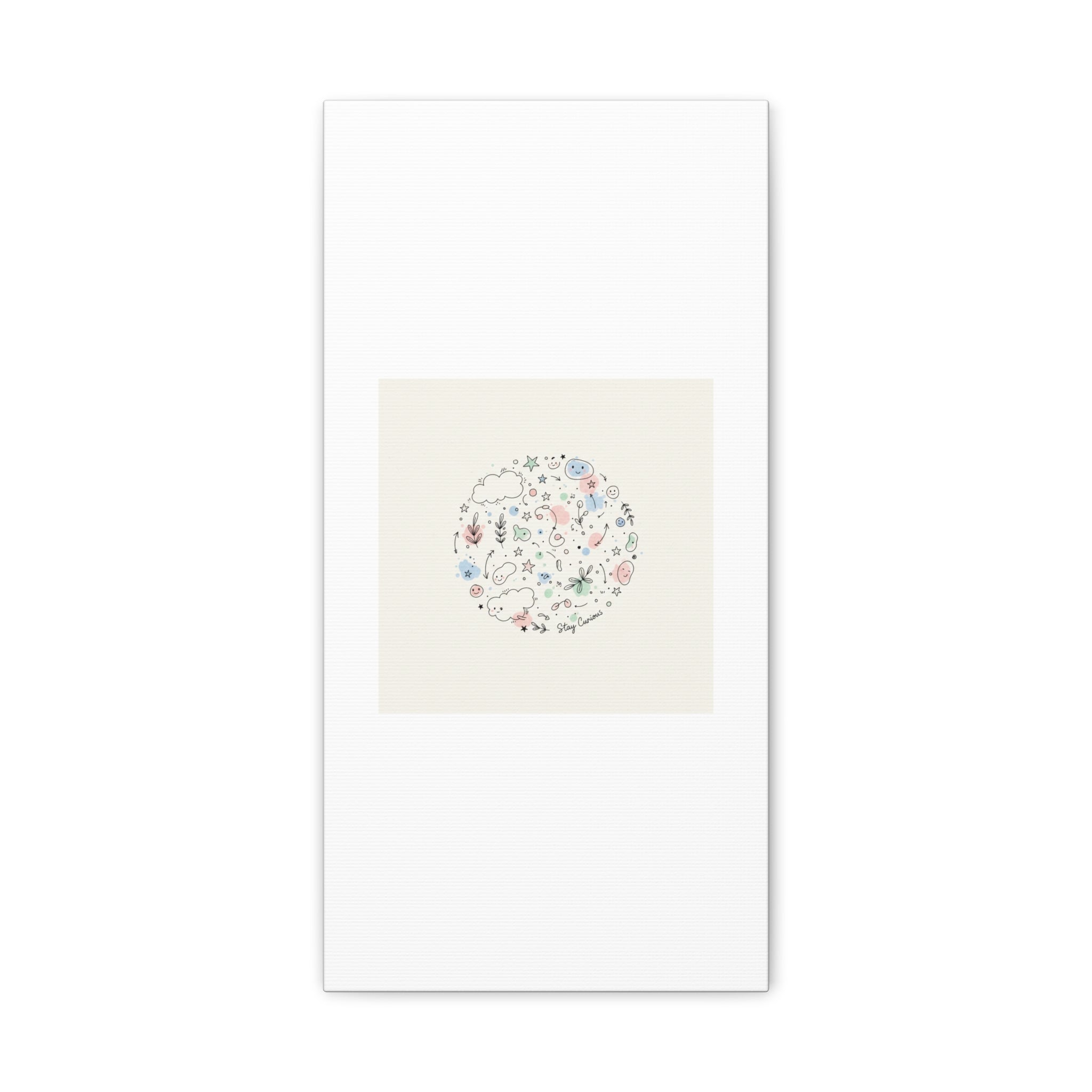 Doodle Circle Line Drawing Matte Canvas, Hand-Drawn Sketch Art