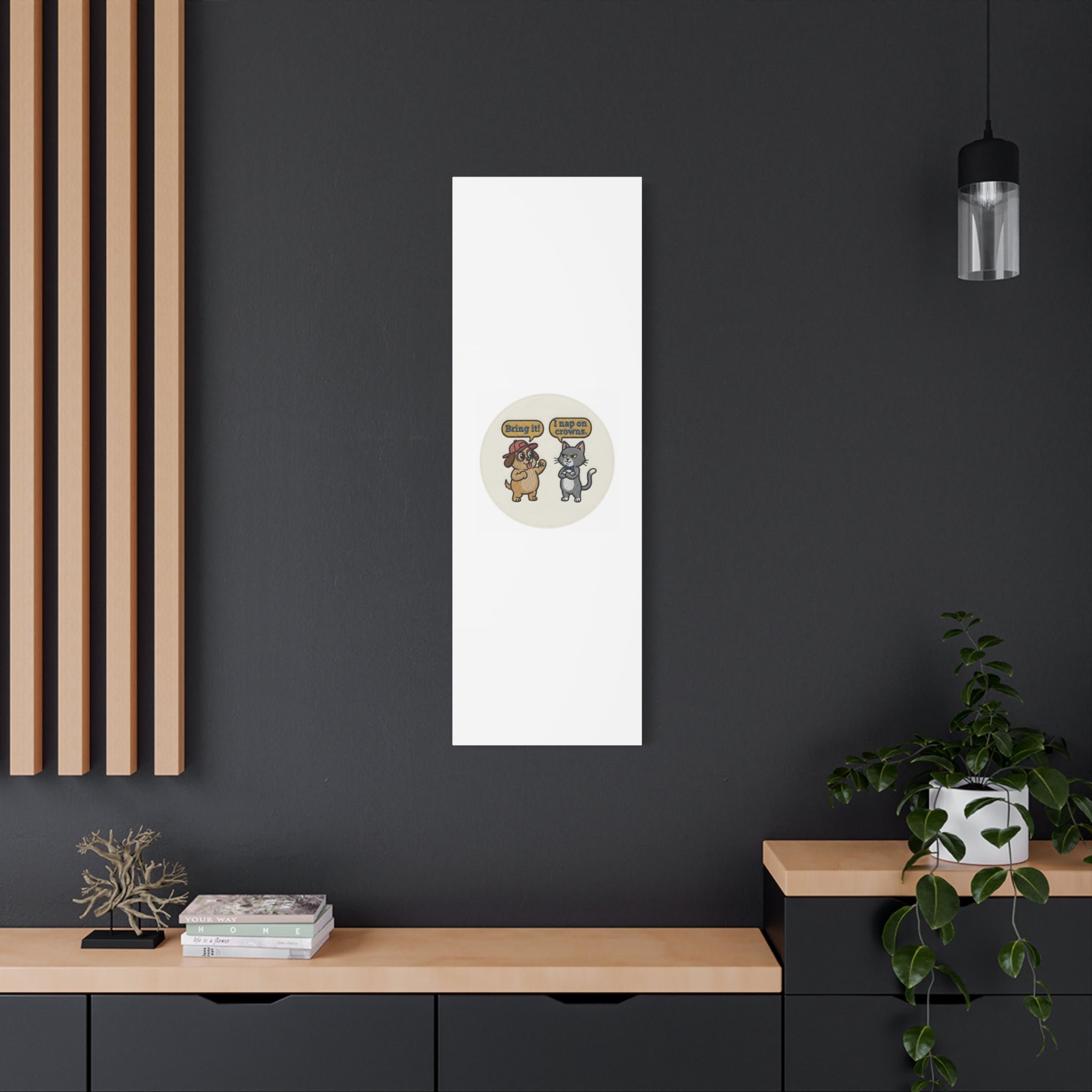 Funny Cat vs Dog Canvas | Pet Rivalry Wall Art