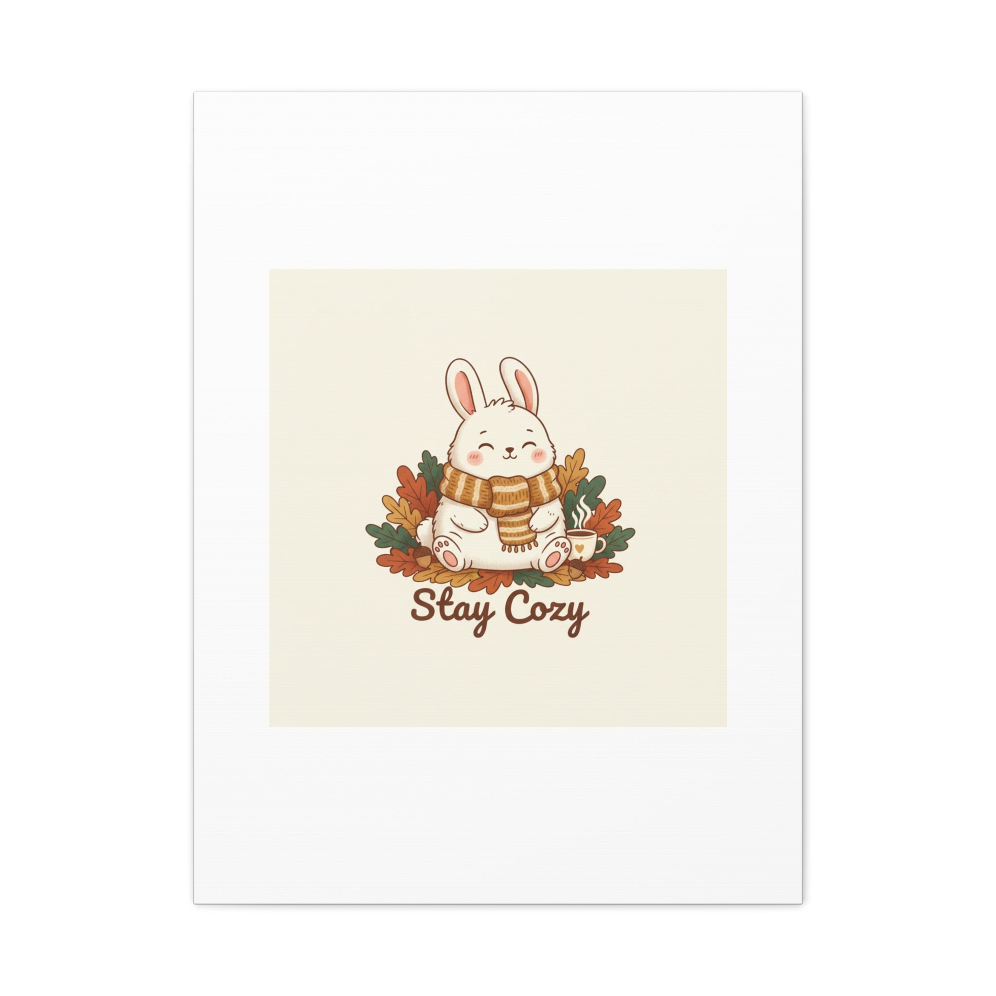 Cozy Bunny Illustration Canvas | Cute Critter Winter Forest Art