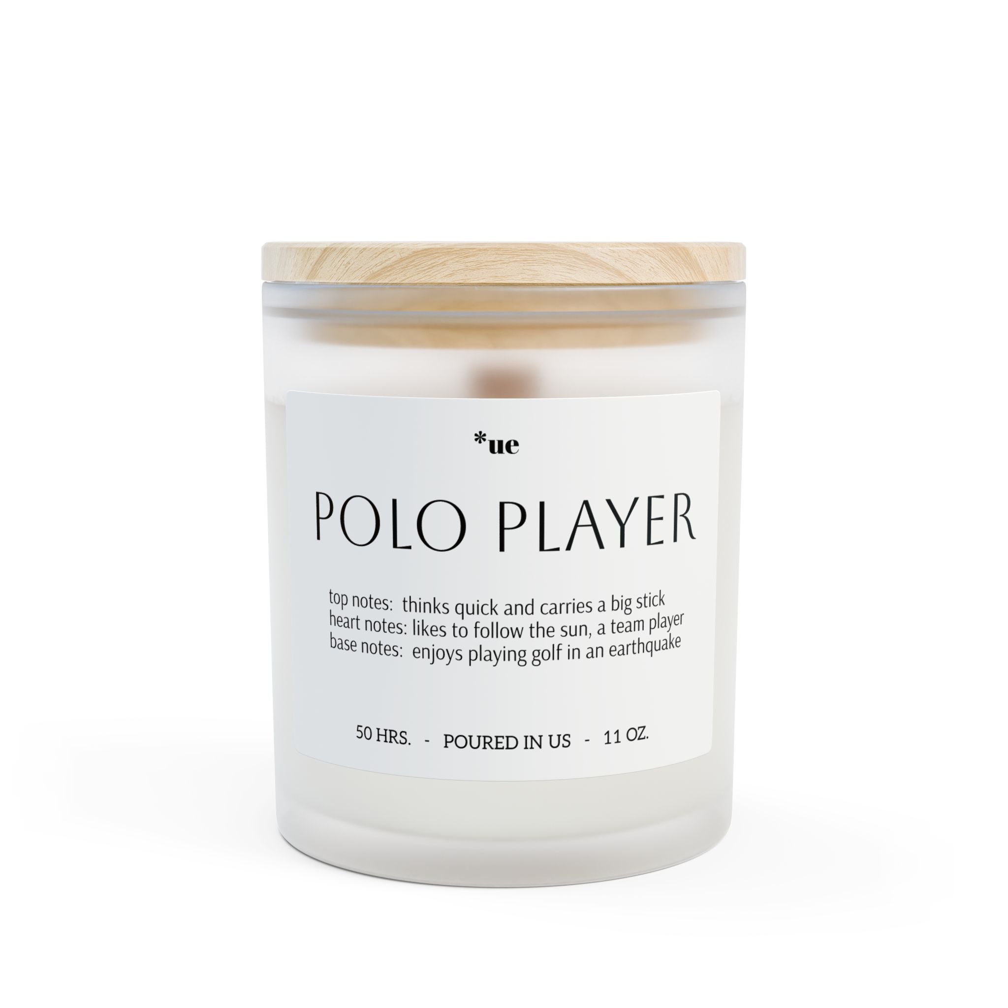 Frosted Glass Candle, 11oz - Polo Player