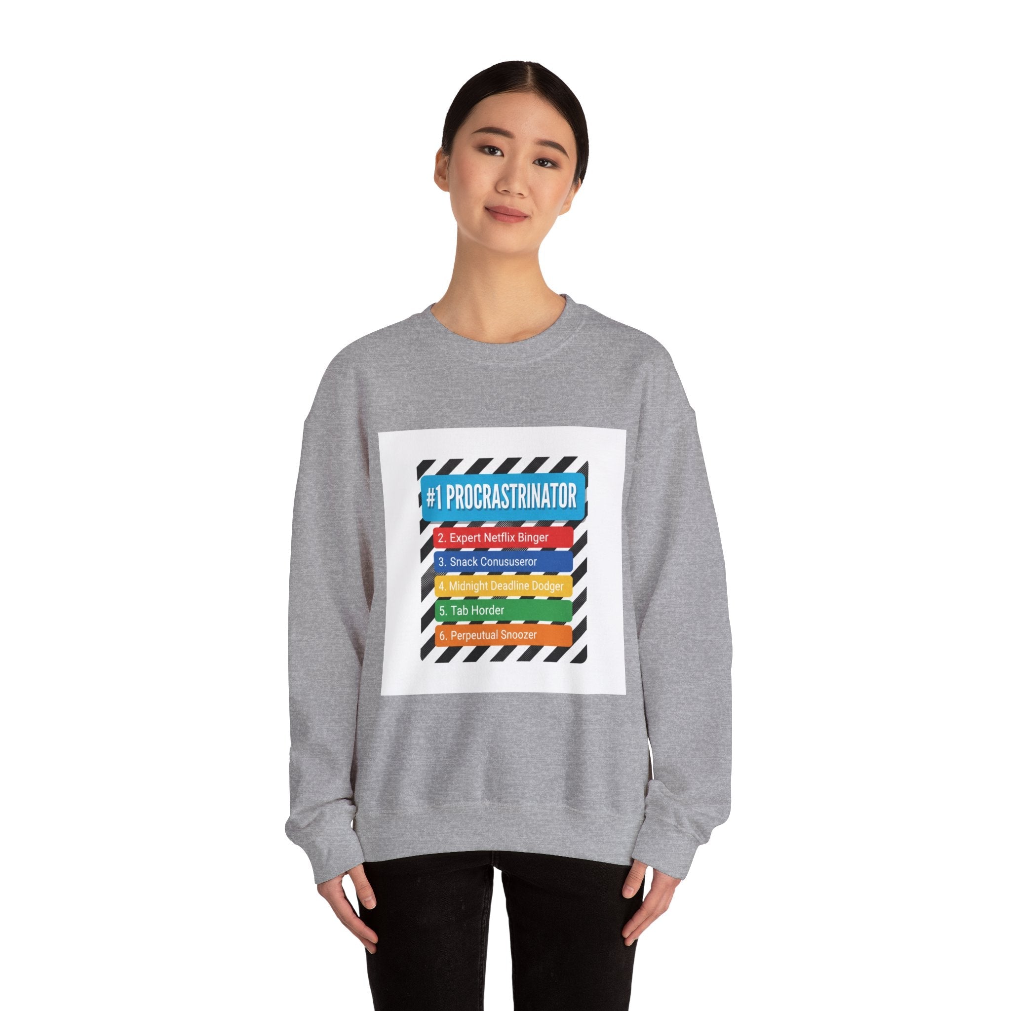 #1 Procrastinator Crewneck Sweatshirt | Top-List Graphic, Rank-Obsessed