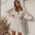 Chloe Breezy Boho Knit Swimsuit Cover-Up Dress – Soft White