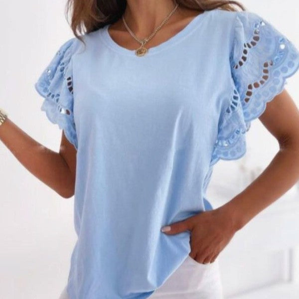 ClaudiaG Apparel Jasmine Lace Top in Blue