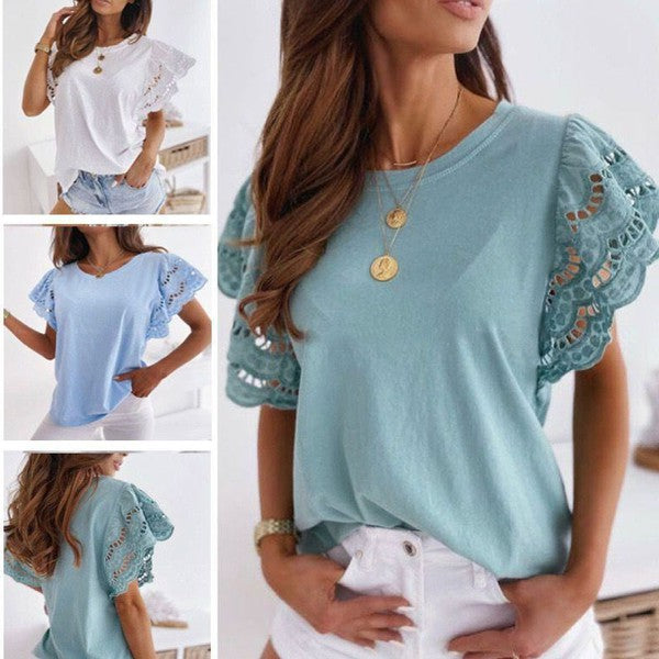 ClaudiaG Apparel Jasmine Lace Top in Blue