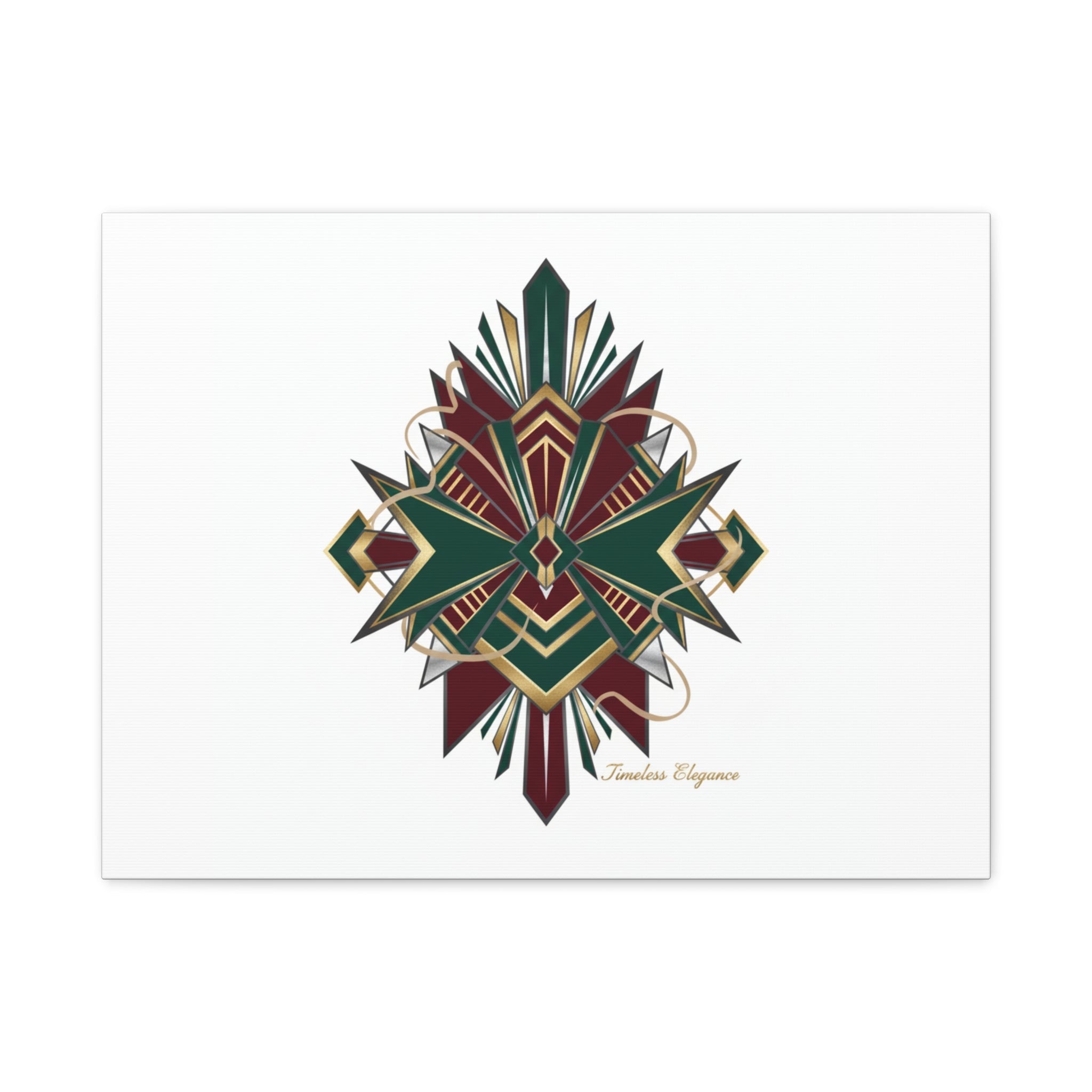 Art Deco geometric brass print Canvas | Neo-Deco chrome & gold fan motif
