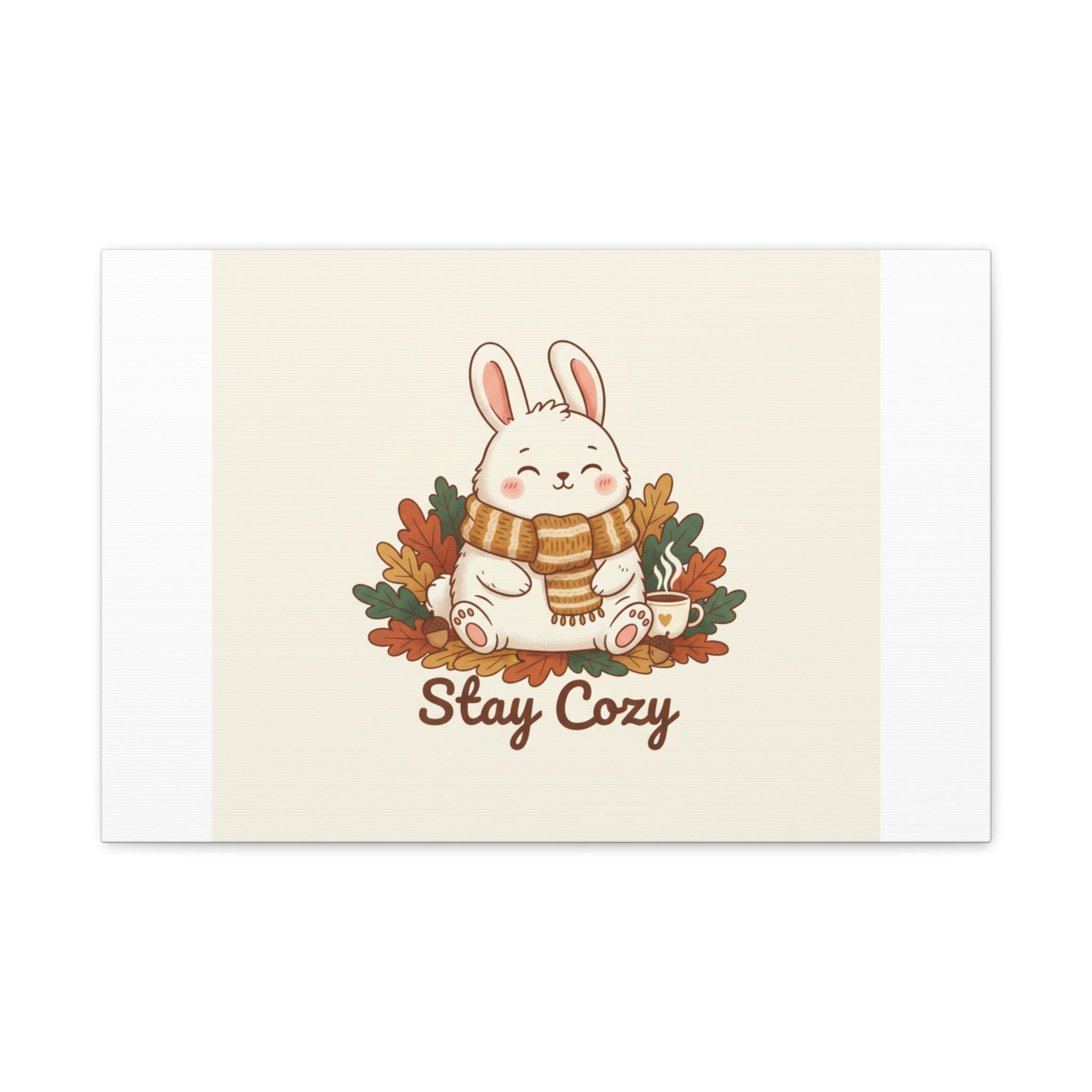 Cozy Bunny Illustration Canvas | Cute Critter Winter Forest Art