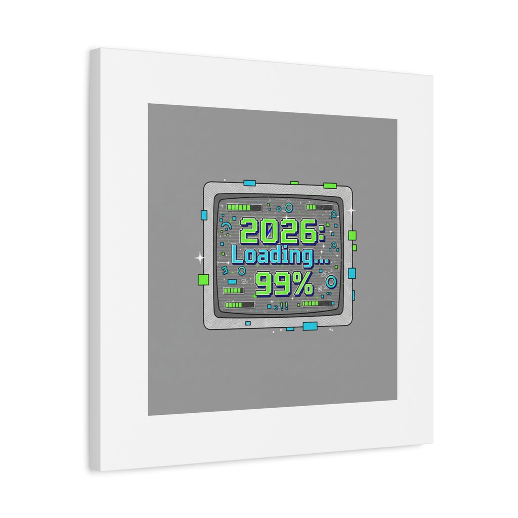 2026 Loading 99% Canvas | NYE countdown, retro system interface