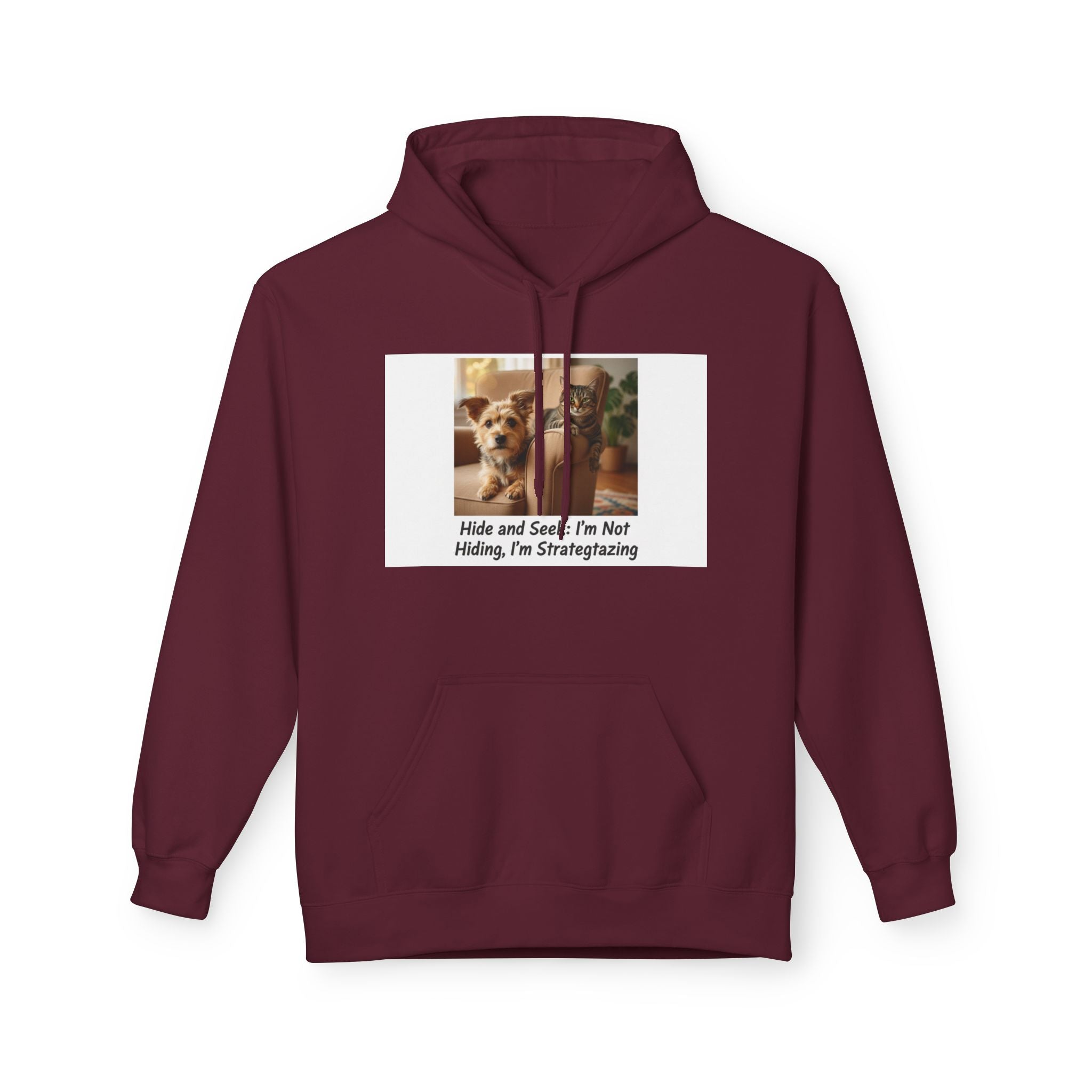 Cute Dog Meme Hoodie — "Hide and Seek; I’m Not Hiding, I’m Strategizing"
