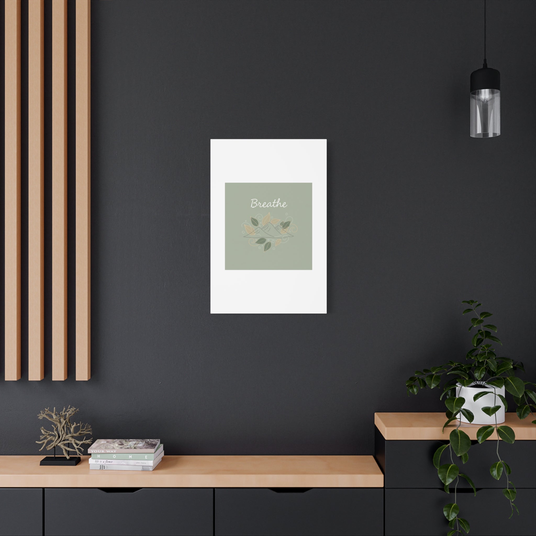 Breathe Mountain Line Canvas | Nature Symbols, Minimal Forest Wall Art