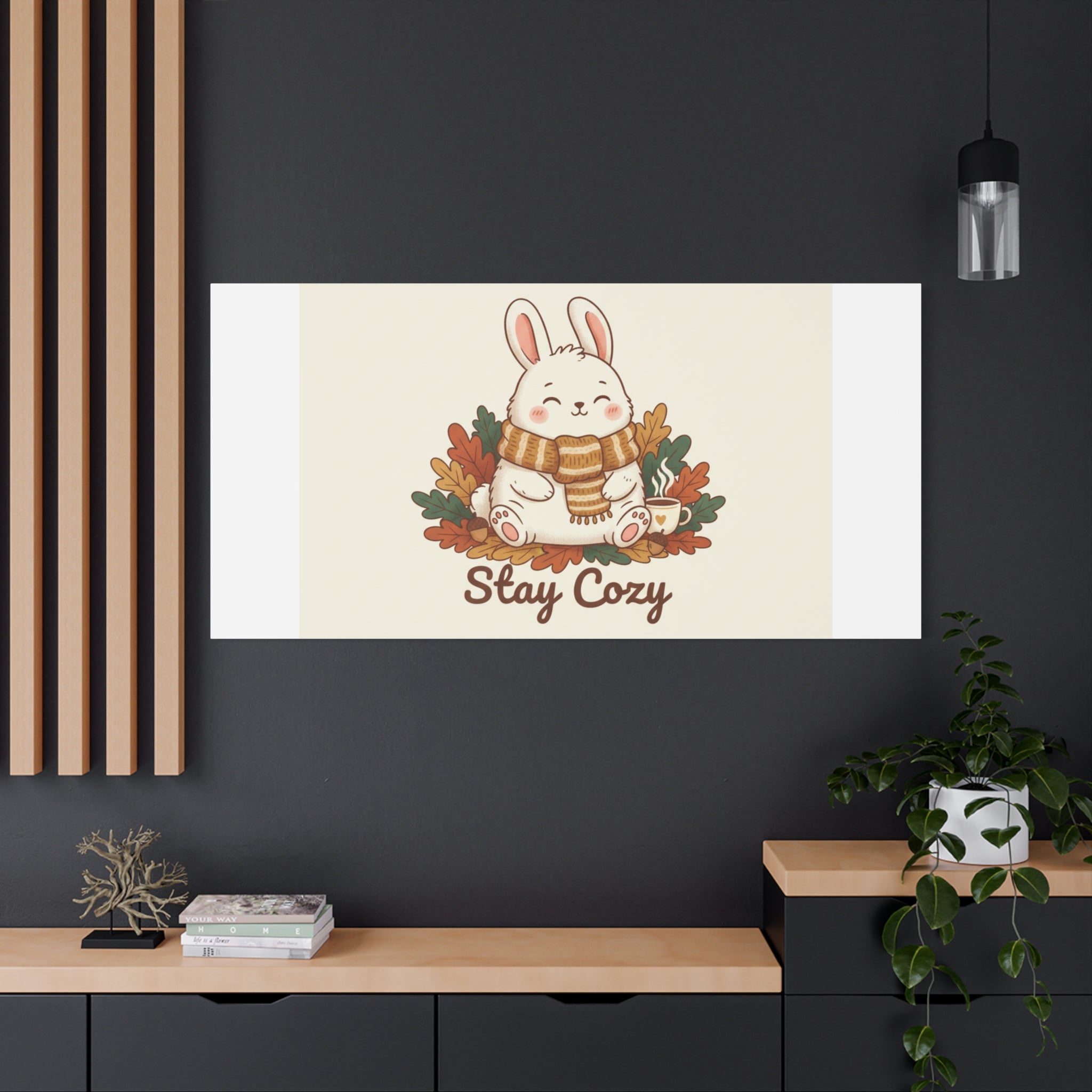 Cozy Bunny Illustration Canvas | Cute Critter Winter Forest Art